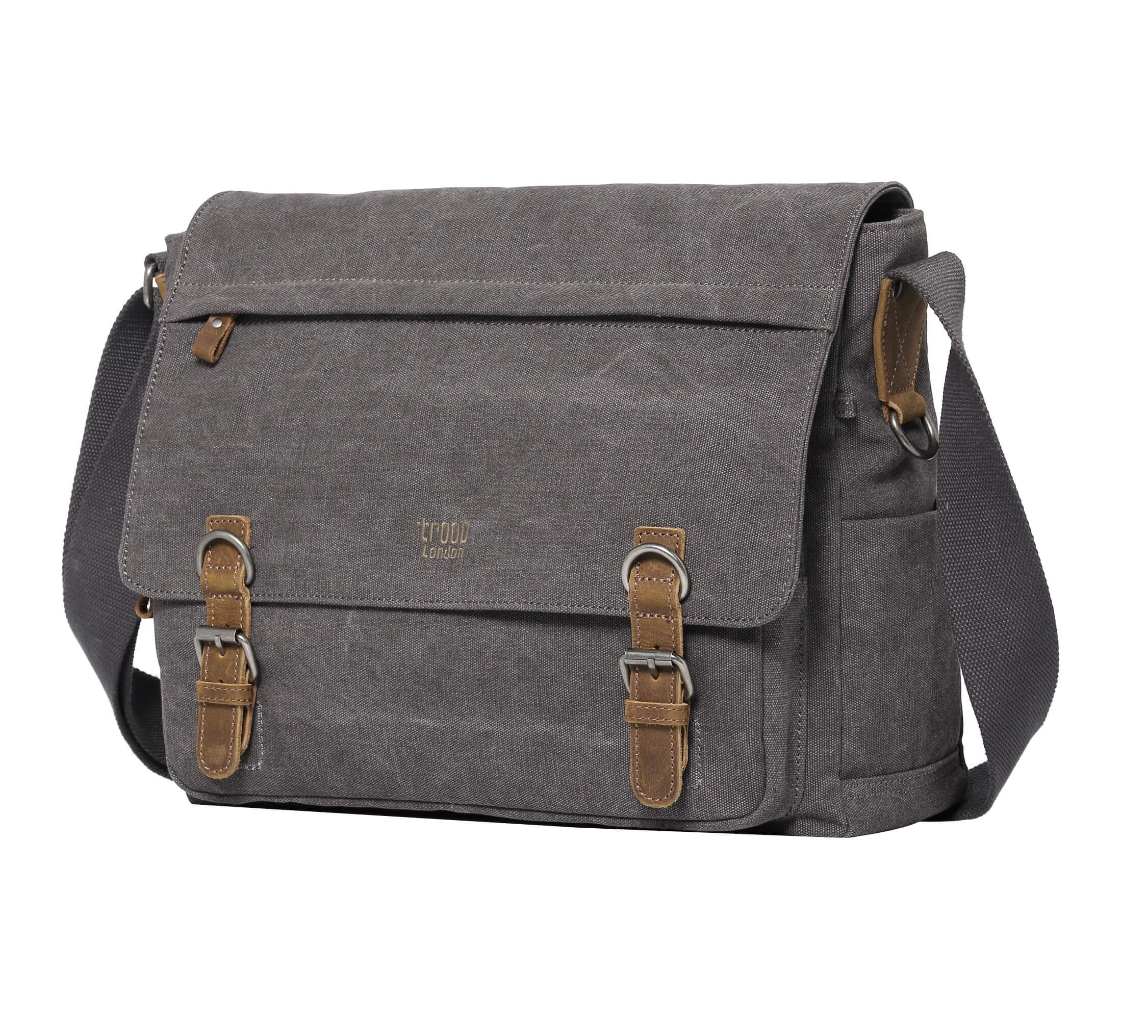 TRP0207 Troop London Classic Canvas Laptop Messenger Bag - Durable Water-Resistant Work & Travel Briefcase for Men & Women | Perfect for Office, Business Trips & Daily Commute