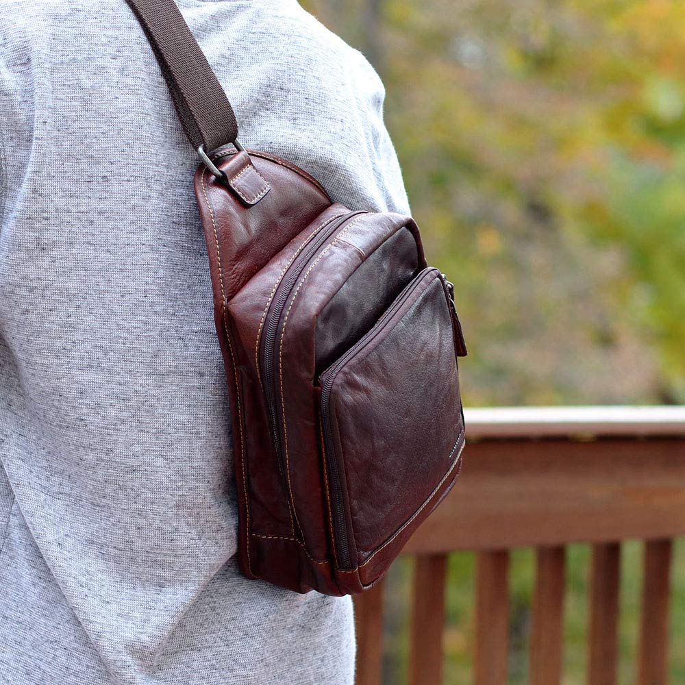 Voyager Sling Bag #7582 (Brown) - Crossbody Chest Shoulder Bag for Men & Women - Perfect for Travel, Hiking, Cycling & Everyday Use