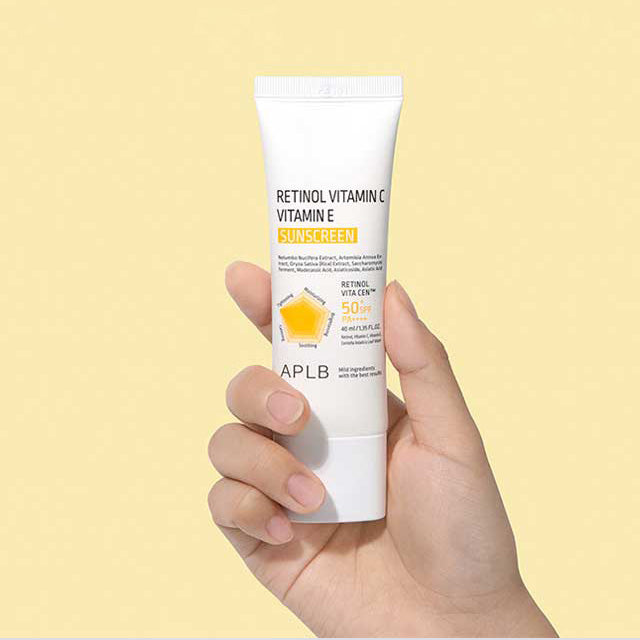 APLB Retinol Vitamin C Vitamin E Sunscreen SPF50+ PA++++ 40ml - Anti-Aging & UV Protection for Daily Skincare Routine | Perfect for Face & Neck Care