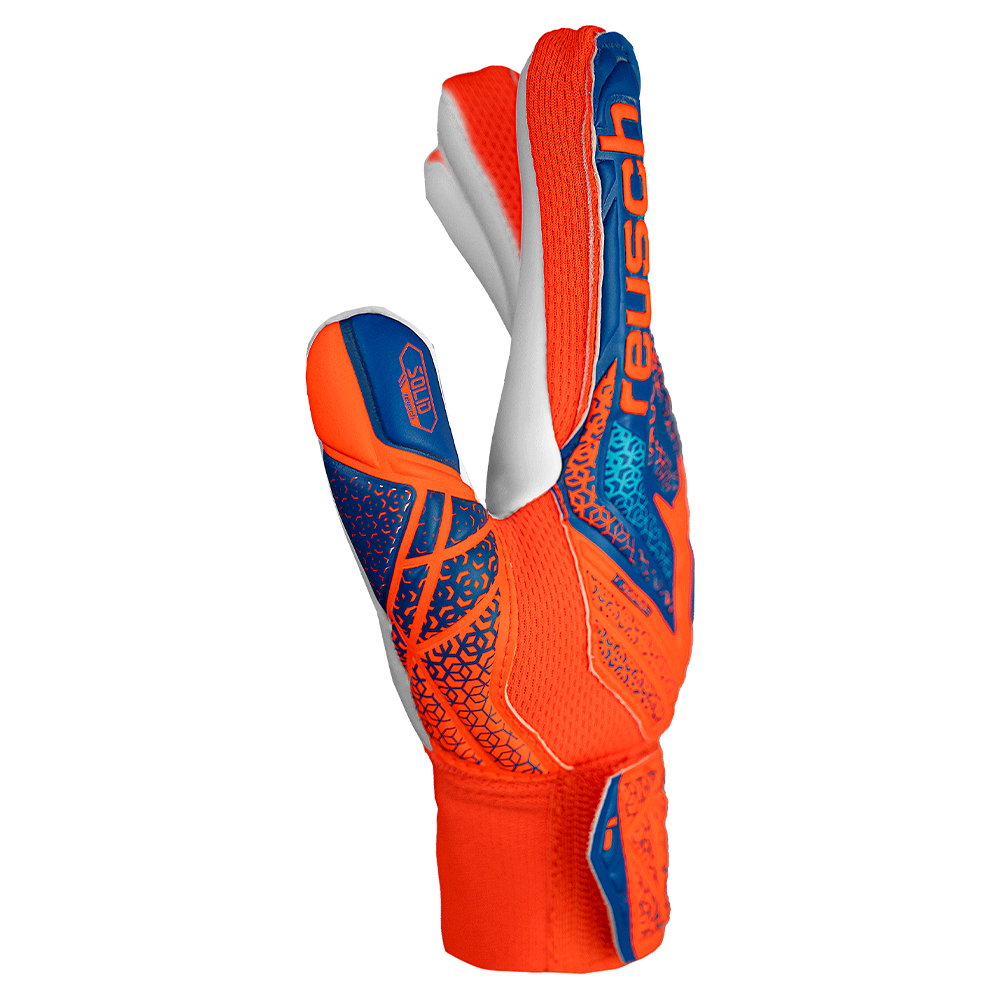 Reusch Starter Solid Finger Support Junior Goalkeeper Gloves (Orange/Blue) - Perfect for Youth Soccer Training & Match Performance