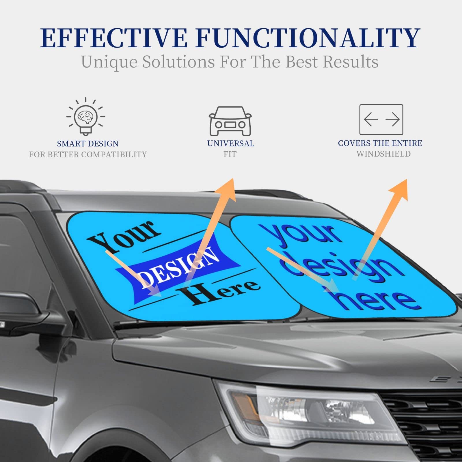 Customized Car Sun Visor - Personalized Design with Logo & Text, Foldable Windshield Sunshade for Car, Truck, SUV - Perfect Gift for Drivers, Ideal for Road Trips & Daily Commutes