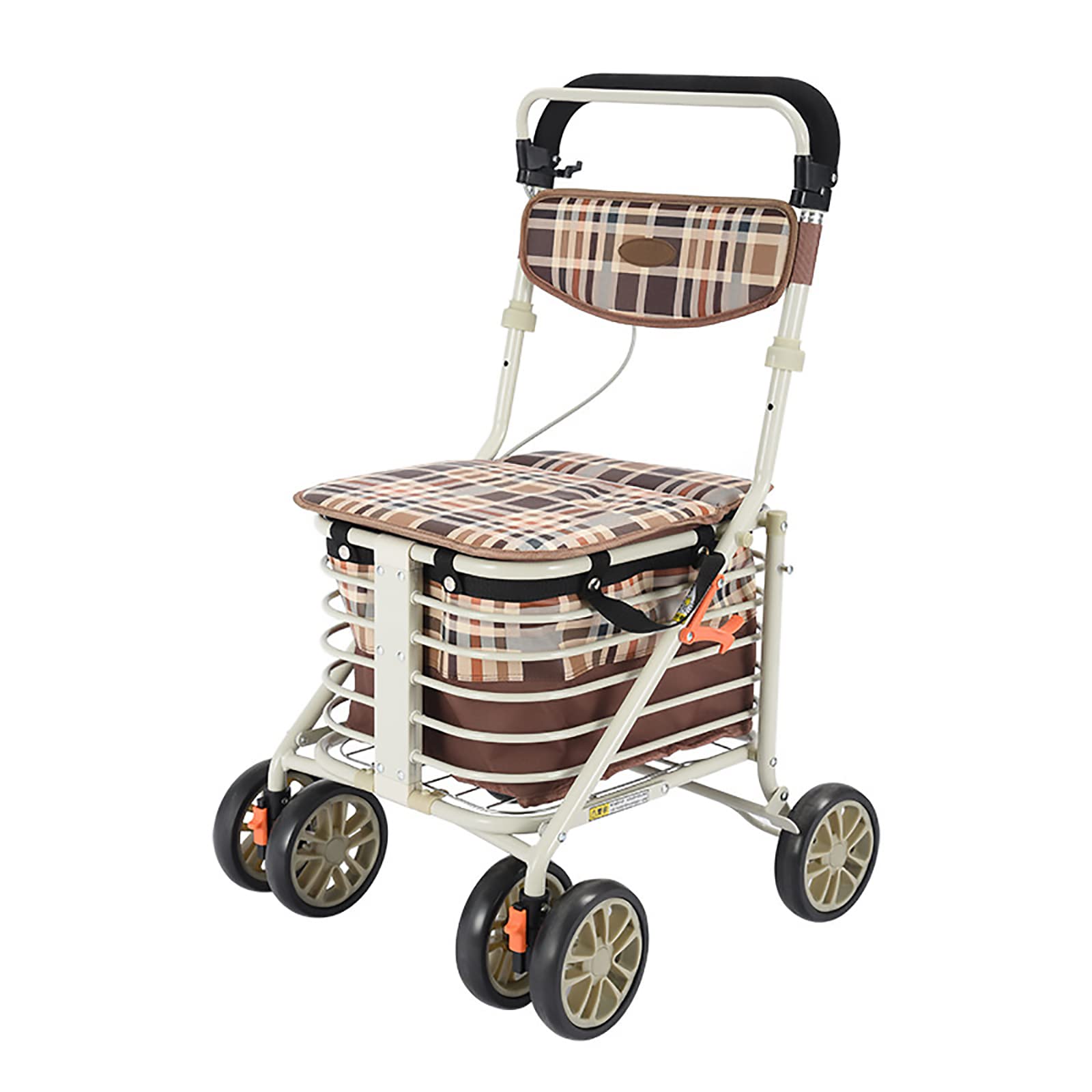 **4 Wheel Rollator Walker with Seat - Lightweight Folding Mobility Aid with Padded Seat, Lockable Brakes & Carry Bag - Adjustable Height for Seniors & Adults - Perfect Gift for Mom & Dad - Ideal for Shopping, Travel & Outdoor Walks**