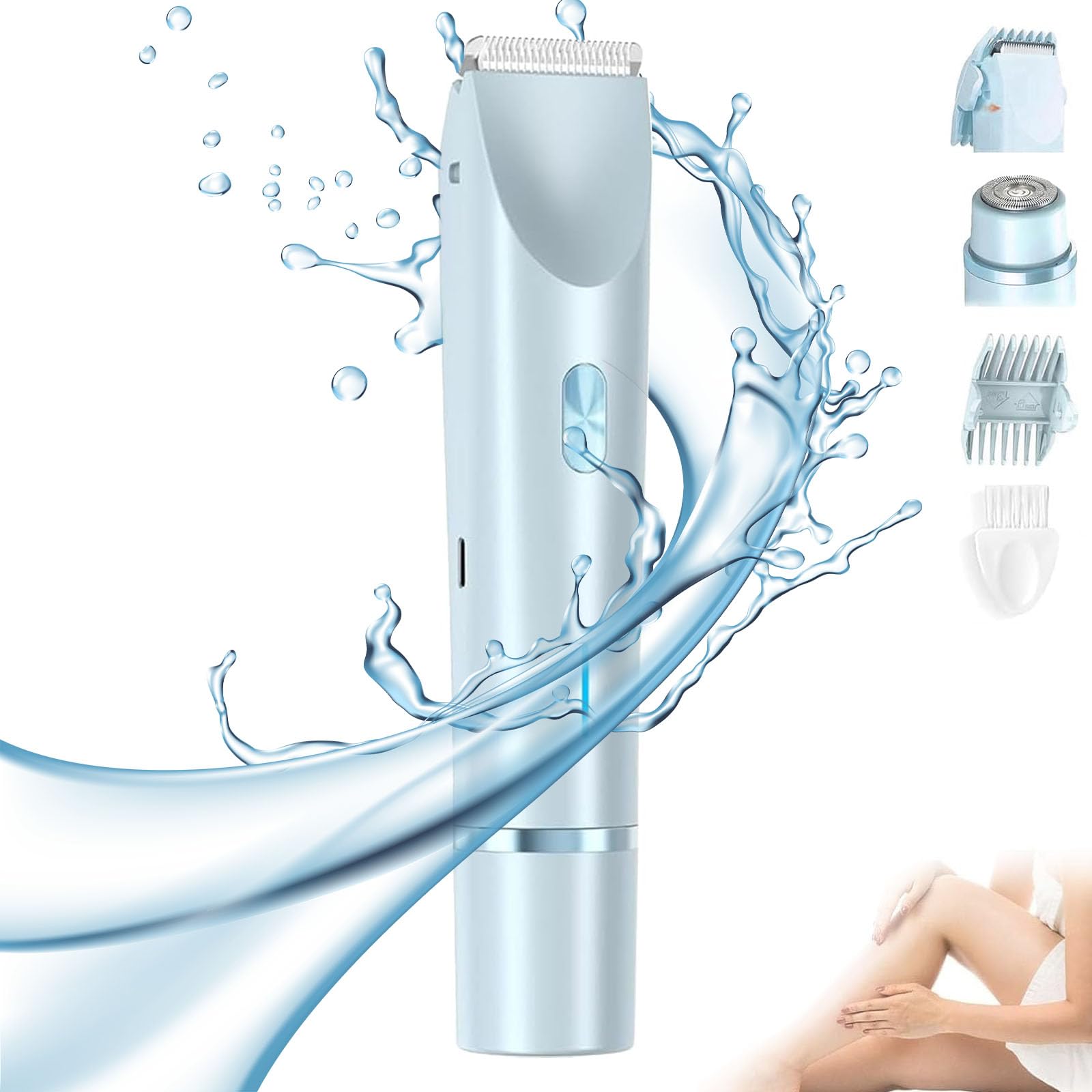 Easepicks 2-in-1 Electric Shaver for Women - Rechargeable Wet & Dry Body Trimmer with Accessories - Painless Hair Removal for Legs, Bikini & Underarms - Home & Travel Use (2025 New Model, Blue)