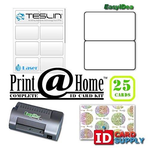 Complete Print at Home ID Card Kit - Make 25 PVC-Like ID Badges for Laser Printers | Perfect for School, Office, and Event Security