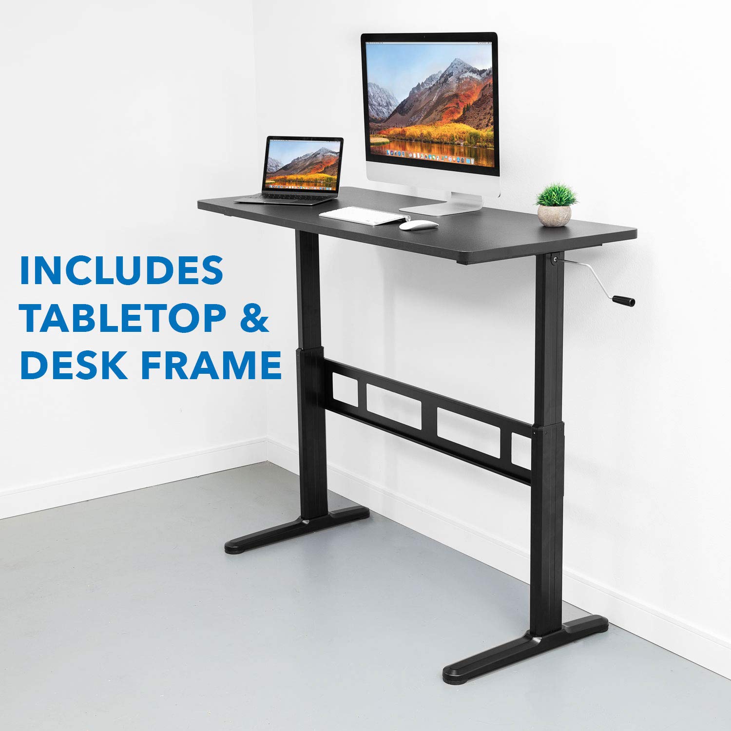 Mount-It! Height Adjustable Manual Standing Desk with 55.1