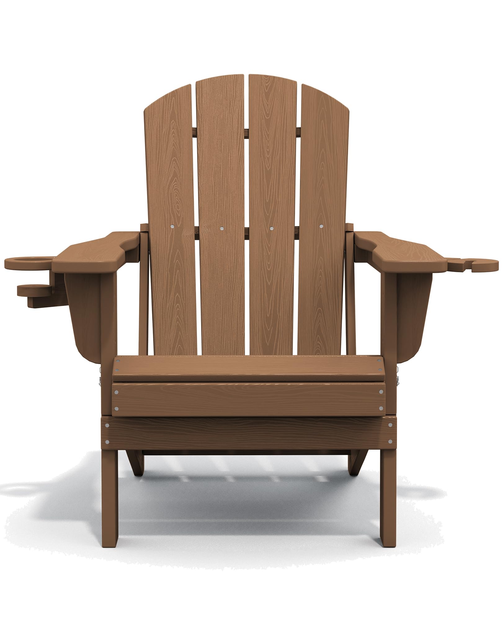 Premium SERWALL Adirondack Chair Set of 2 with Cup Holders - Durable HDPE Composite Outdoor Patio Chairs for All-Weather Use (Brown) - Perfect for Backyard, Garden, Poolside & Deck Relaxation