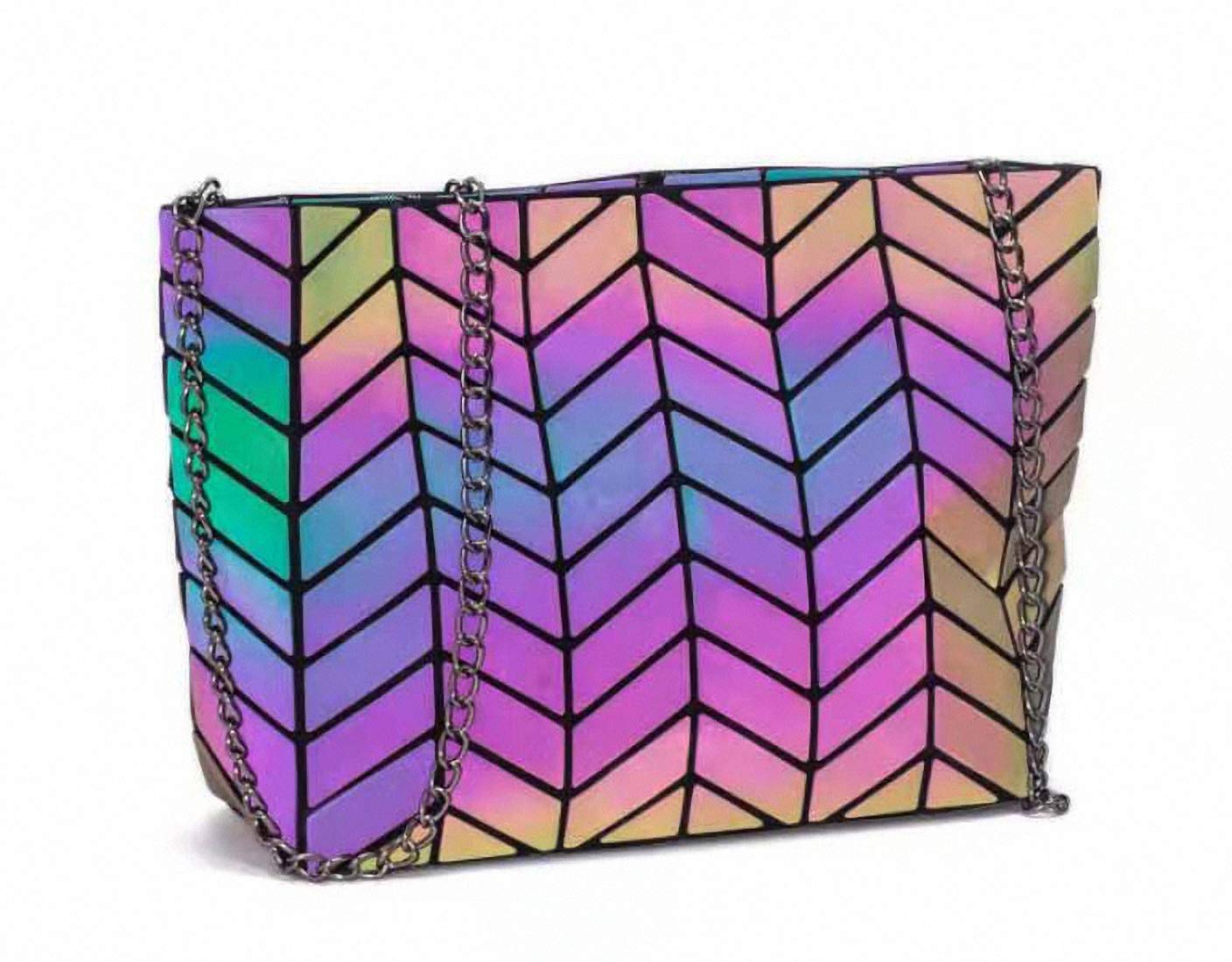 Holographic Geometric Tote Bag for Women - Stylish & Reflective for Night Out