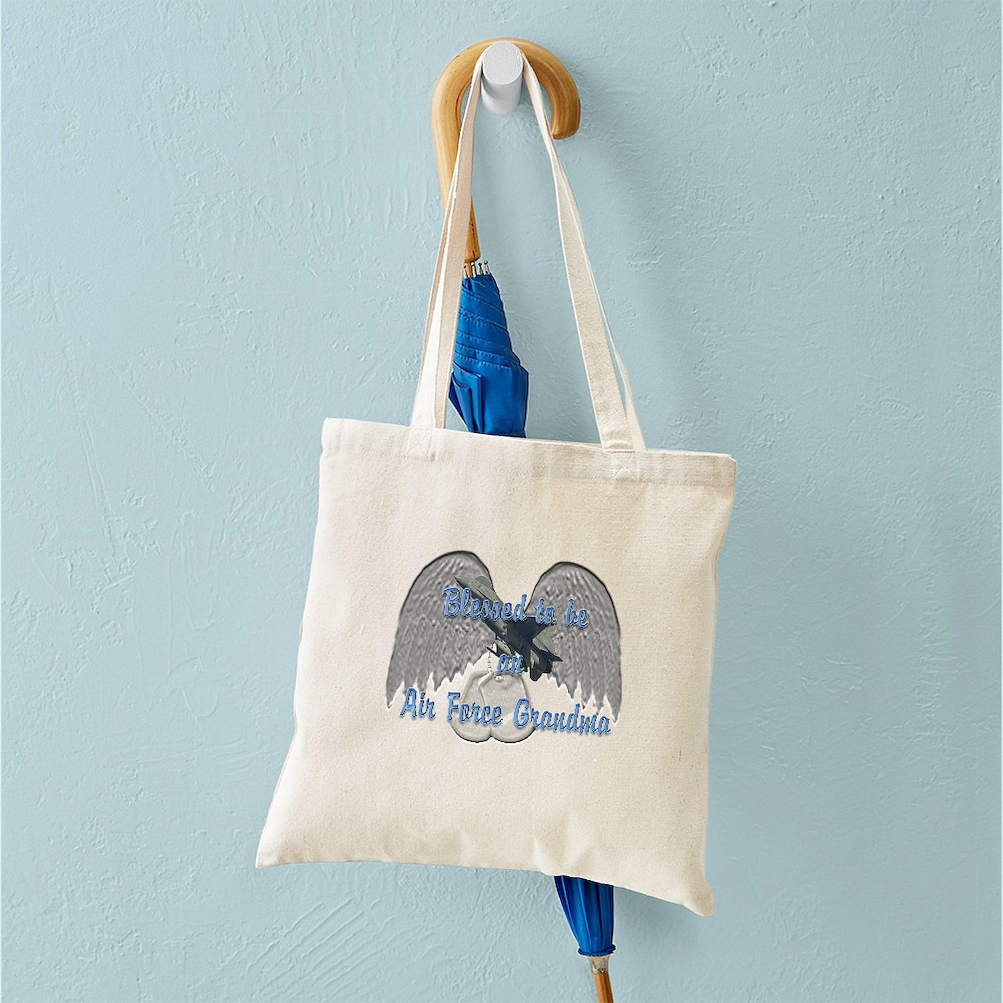 Blessed Air Force Grandma Tote Bag - Natural Canvas Reusable Shopping Bag for Military Families | Perfect for Groceries, Beach Trips & Proud Grandma Outings