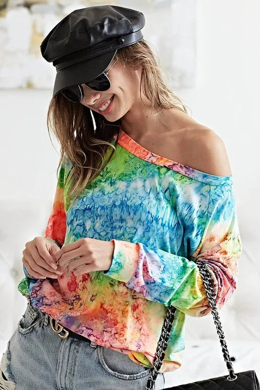 BiBi Tie Dye Soft Knit Jersey T-Shirt for Women | Comfortable Casual Tee | Perfect for Summer Outfits, Beach Days & Weekend Wear