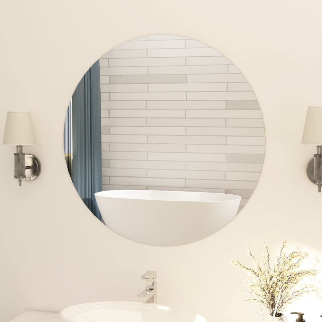 CHARMMA 31.5 Inch Round Frameless Bathroom Mirror - Shatterproof Glass for Vanity, Bedroom, and Modern Home Decor