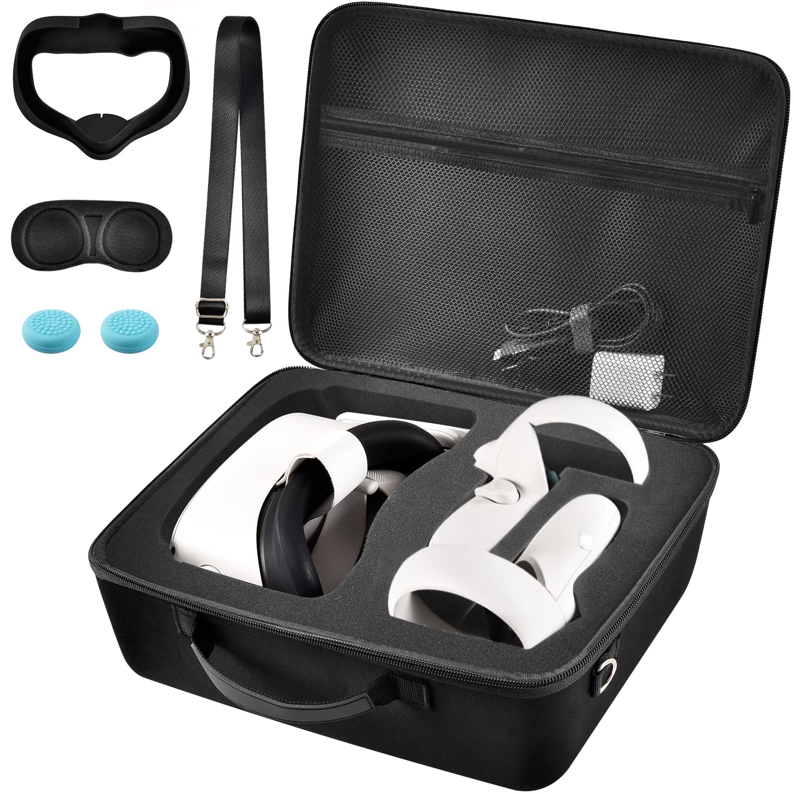 Oculus Quest 2 VR Headset Hard Carrying Case with Beats Solo3/Solo2 Headphone Storage - Durable Protective Travel Case for VR Gaming Accessories (2 Pack) - Perfect for Travel, Storage & VR Gaming Sessions