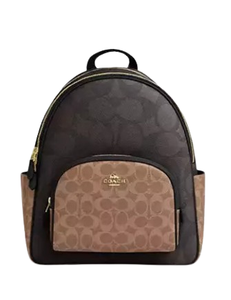 Coach Court Backpack in Signature Blocked Canvas - Stylish Laptop Backpack for Women & Men, Perfect for Work, Travel and School