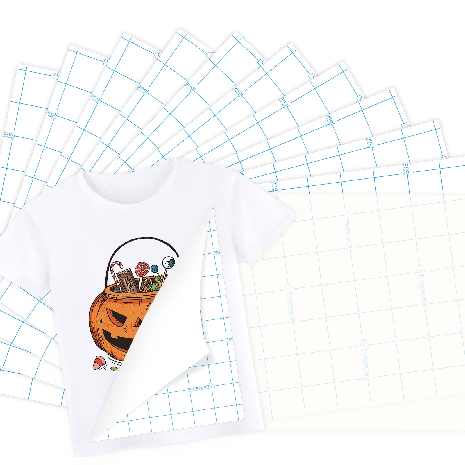 GIRAFVINL Iron-On Heat Transfer Paper for Light Fabrics - 10 Sheets (8.5x11 Inches) Printable HTV Paper for Inkjet & Laser Printers - Perfect for DIY T-Shirts, Tote Bags & Custom Apparel Projects