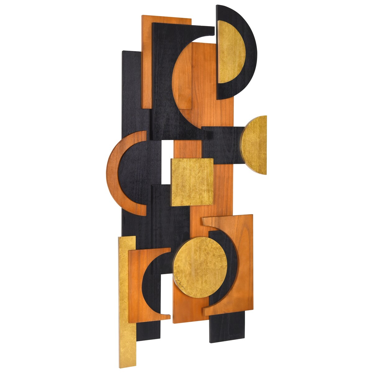 Handmade Dimensional Solid Paulownia Wood Abstract Wall Art - Amber Embraces Collection | Perfect for Living Room, Bedroom & Office Decor