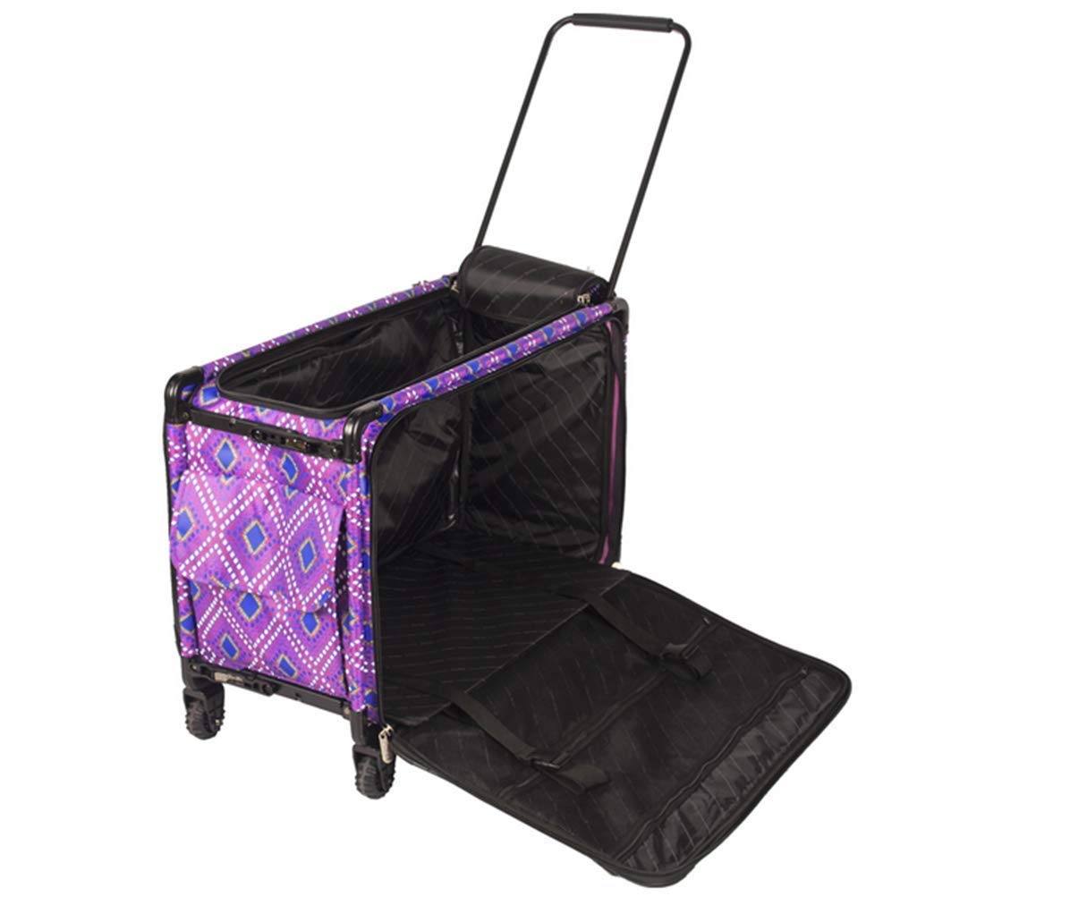 Tutto Rolling Luggage 22-Inch Carry On Suitcase with Wheels - Blush Pink Diamond Design for Women Travel, Perfect for Airplane & Business Trips