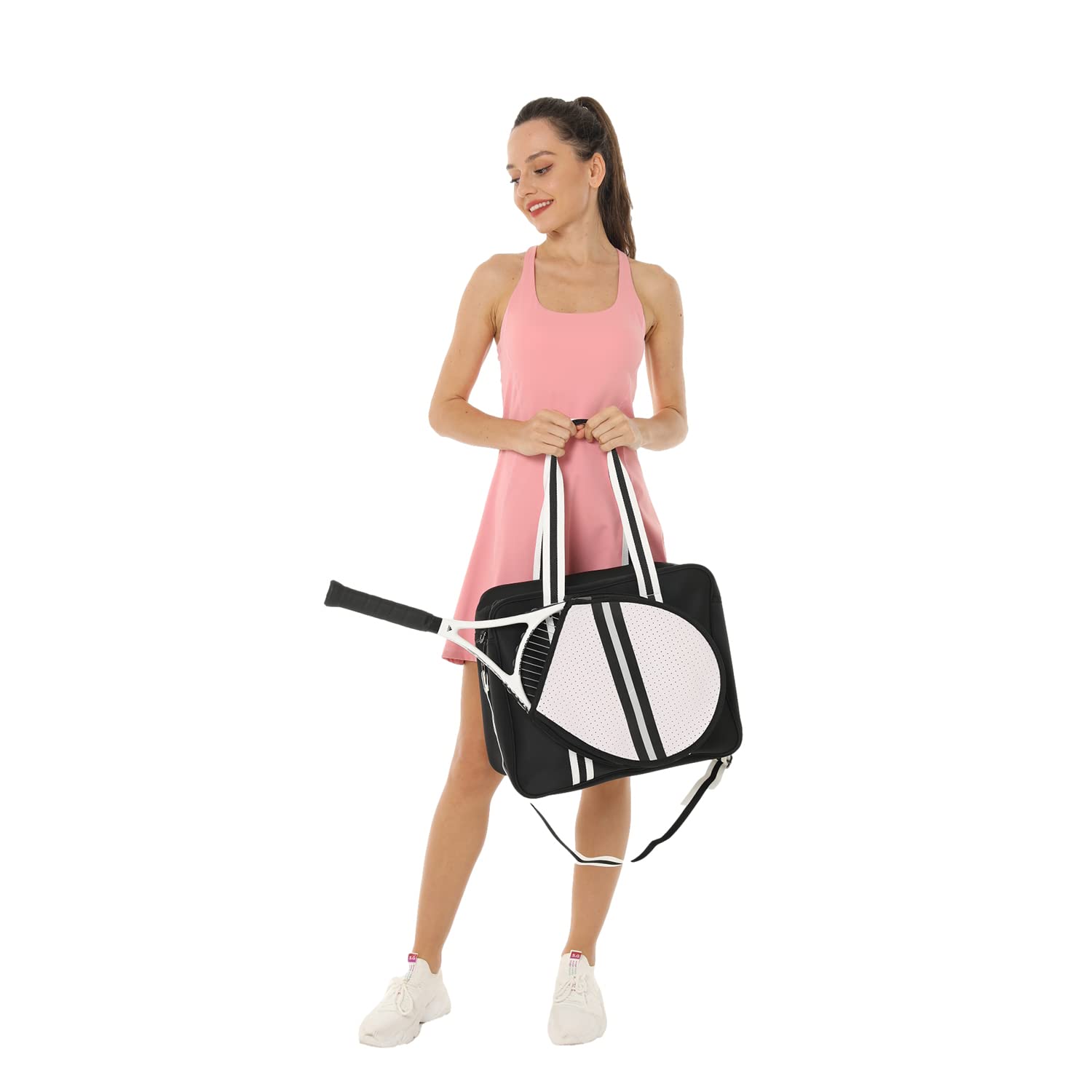 Premium Tennis & Pickleball Tote Bag with Zipper - Large Sports Shoulder Bag for Rackets, Badminton Equipment - Durable Gym Bag for Men & Women - Perfect for Court, Training & Travel Accessories