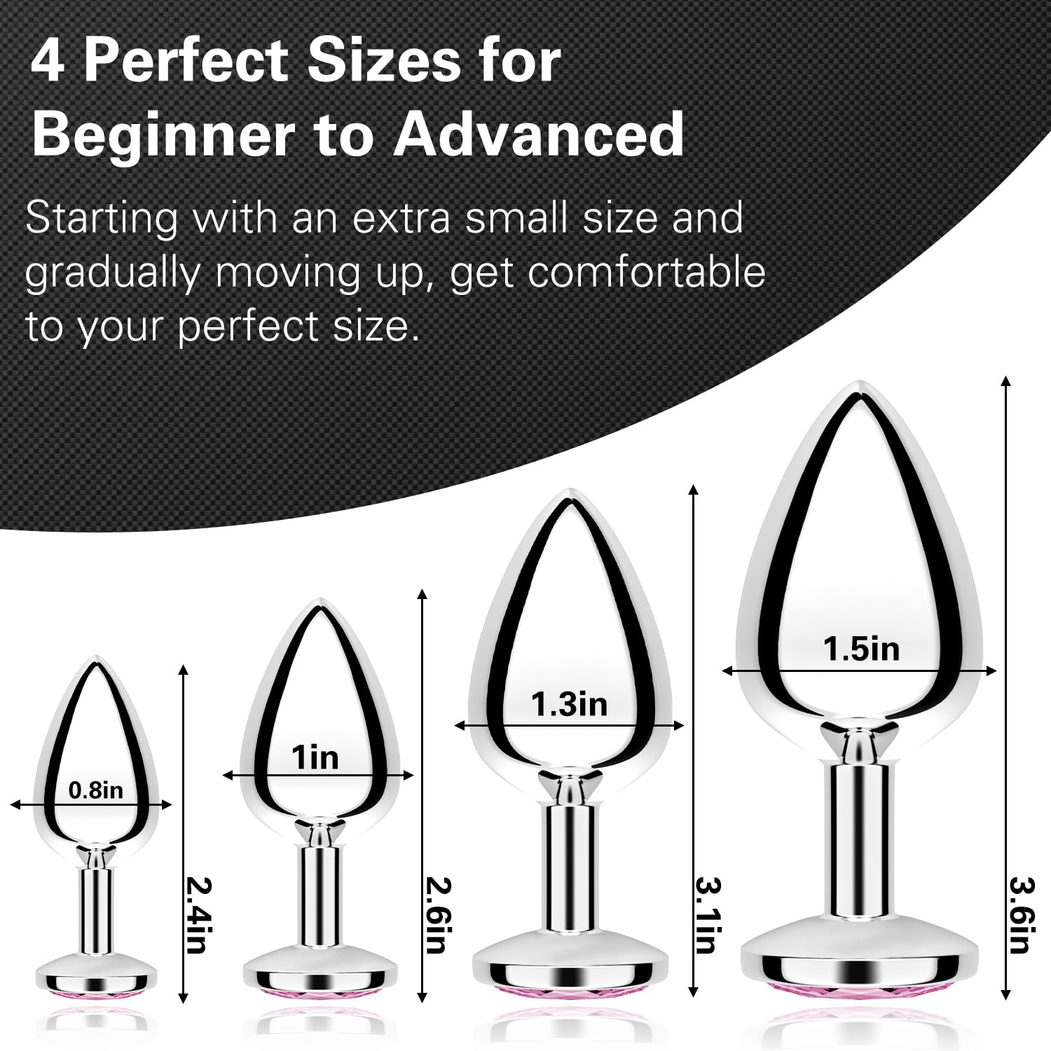 4-Piece Beginner Anal Plug Training Kit - Jeweled Butt Plugs for Women & Men - G-Spot Stimulation Adult Toy Set (Pink) - Perfect for Couples Play & Solo Exploration