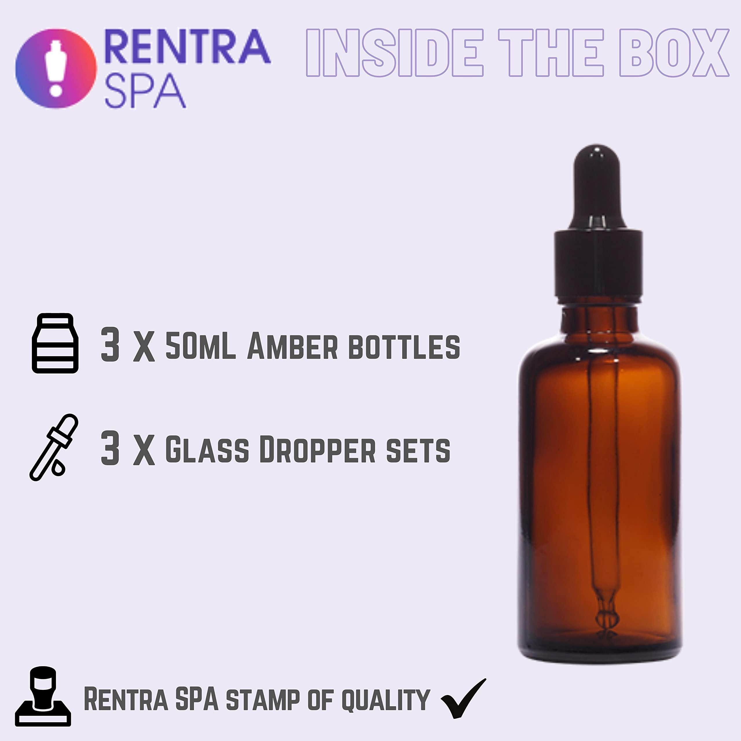 50ml Amber Round Glass Bottle with Glass Dropper & Black Cap - Perfect for Essential Oils, DIY Skincare, and Herbal Tinctures - Airtight & UV Protection