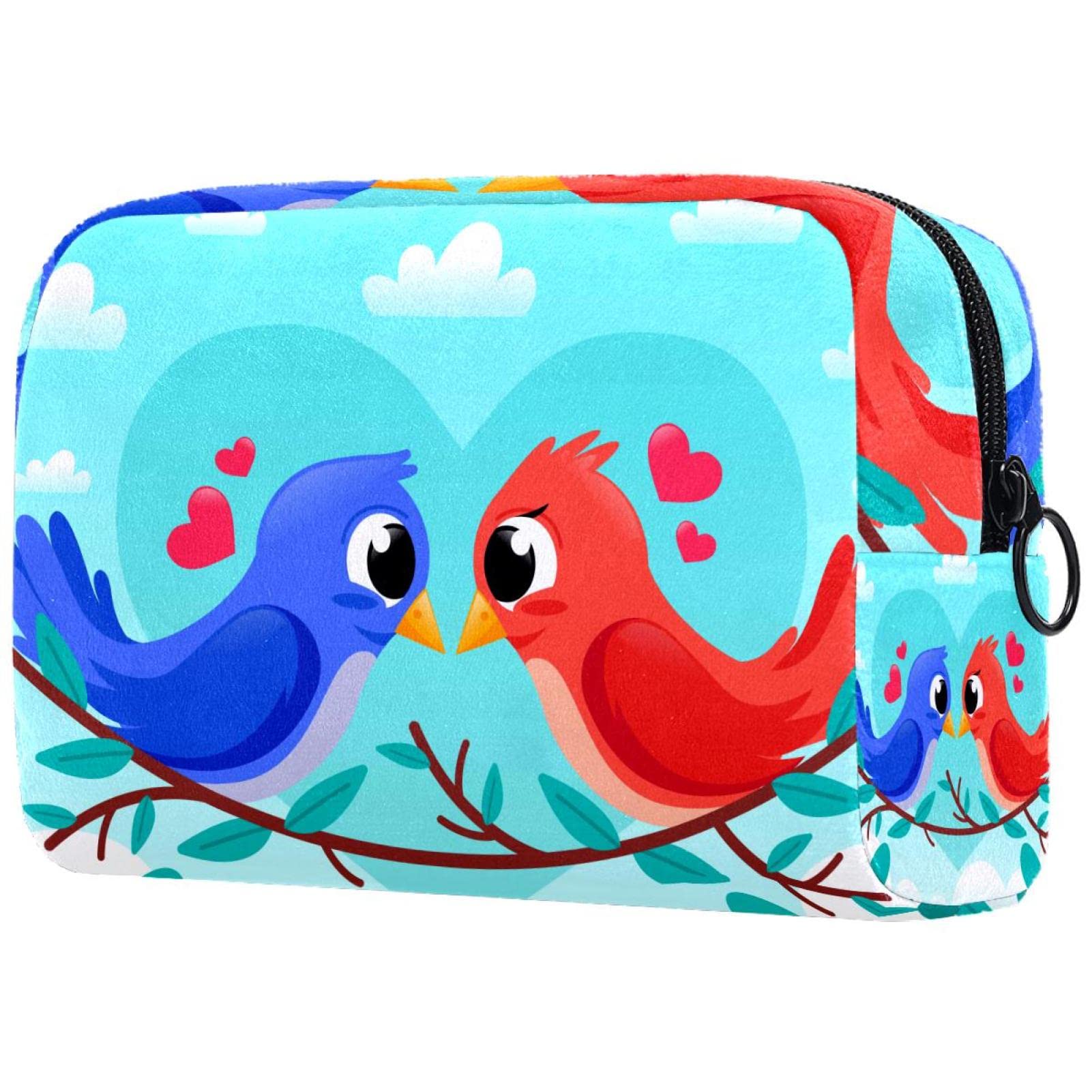 Stylish Cosmetic Travel Bag - Cute Birds Design Makeup Pouch for Couples | Portable Zippered Toiletry Organizer | Perfect for Vacations, Gym & Weekend Getaways