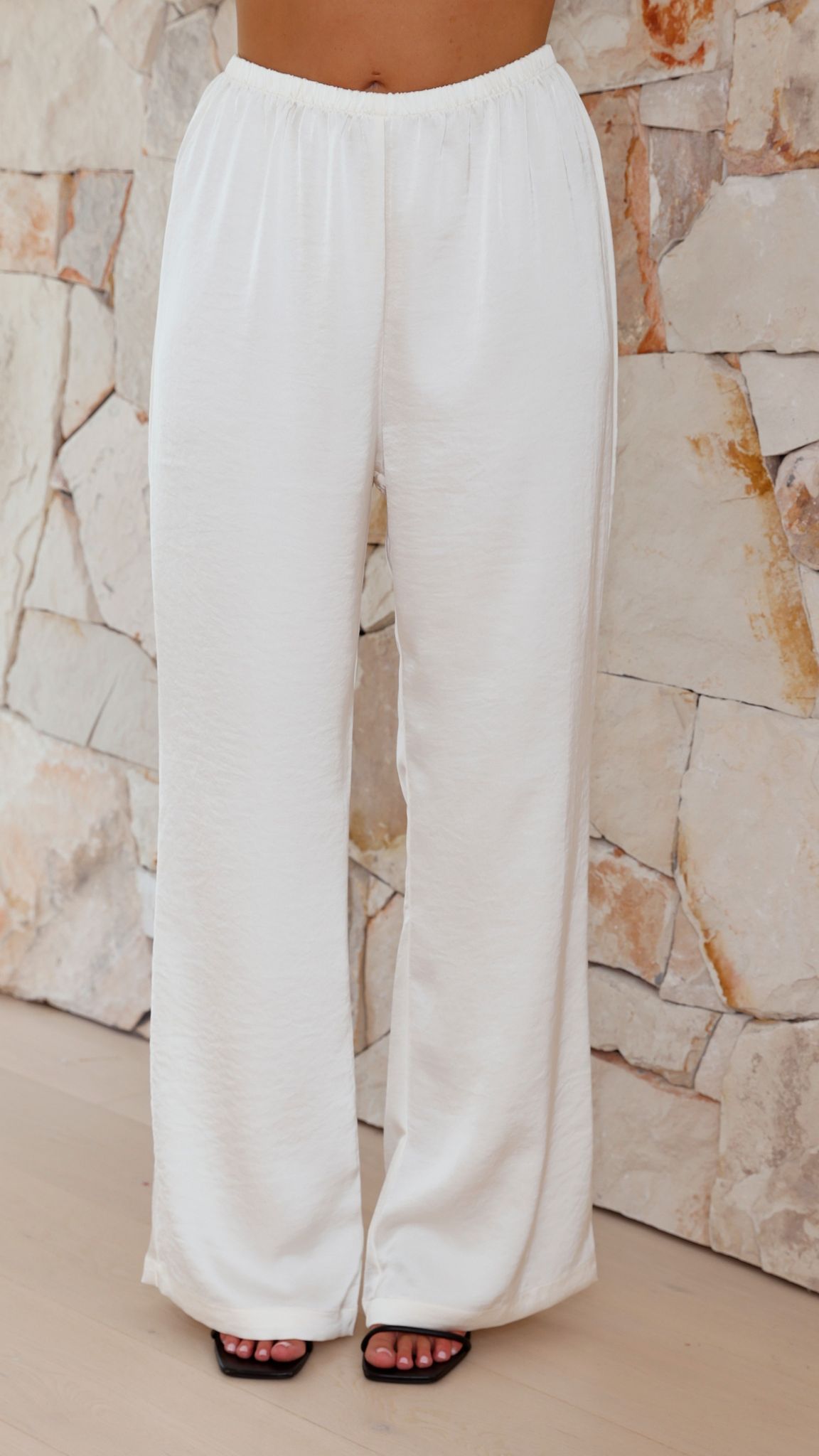 Imogen Button Pants for Women - High Waisted Cream Trousers with Front Buttons | Casual Office Wear & Spring Outfits