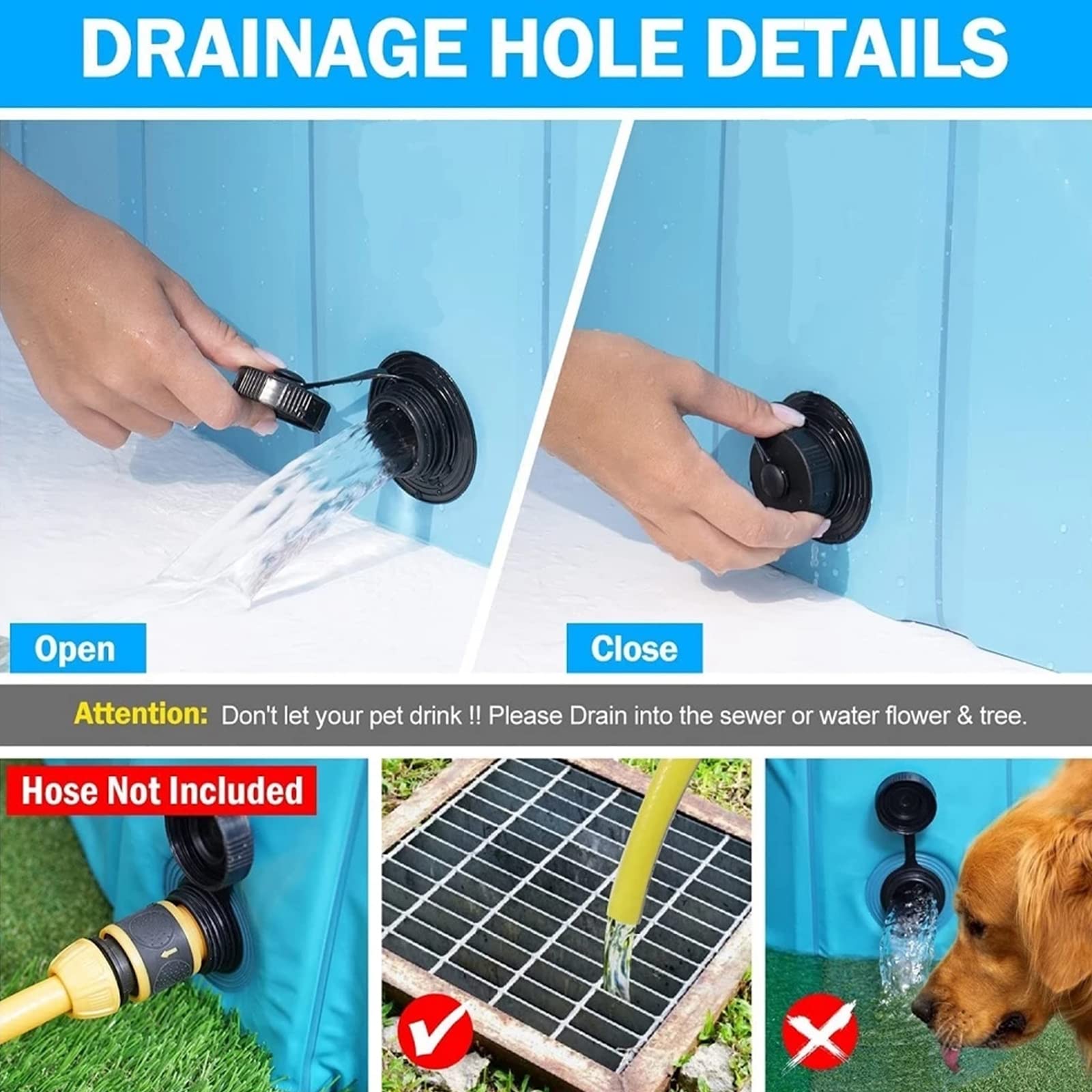 Foldable Dog Pet Bath Pool - Portable Hard Plastic PVC Pet Bathing Tub for Dogs, Cats & Kids | Collapsible Outdoor Swimming Pool with Slip-Resistant Design | Perfect for Backyard, Beach & Travel Use