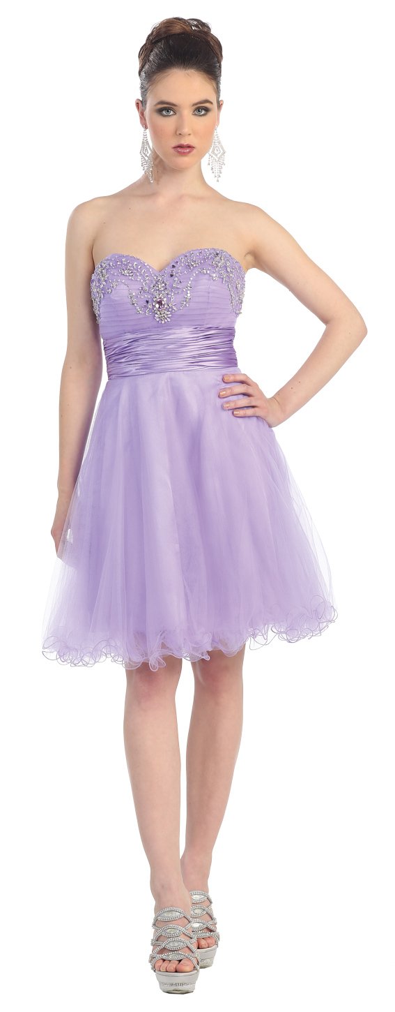 Strapless Beaded Cocktail Formal Prom Dress #700 - Size 18 in Lilac | Elegant Evening Gown for Homecoming, Wedding Guest & Special Occasions
