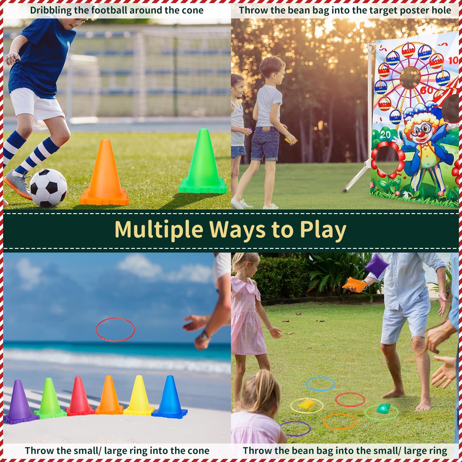 33PCS 5-in-1 LED Carnival Outdoor Games Set for Kids Ages 4-12 - Bean Bag Toss, Ring Toss & LED Cones - Fun Family Backyard Games for Birthday Parties, Picnics & Summer Outdoor Activities