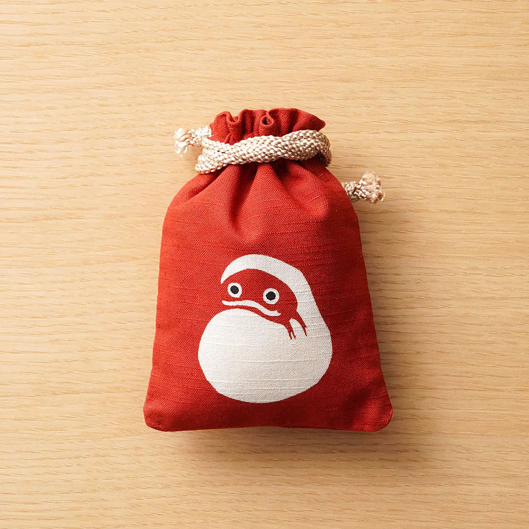Katazome Small Talisman Bag - Japanese Daruma Doll Drawstring Pouch - Traditional Japanese Craft Bag for Good Luck Charms & Travel Blessings | Perfect for Gift Giving, Home Decor & Spiritual Protection
