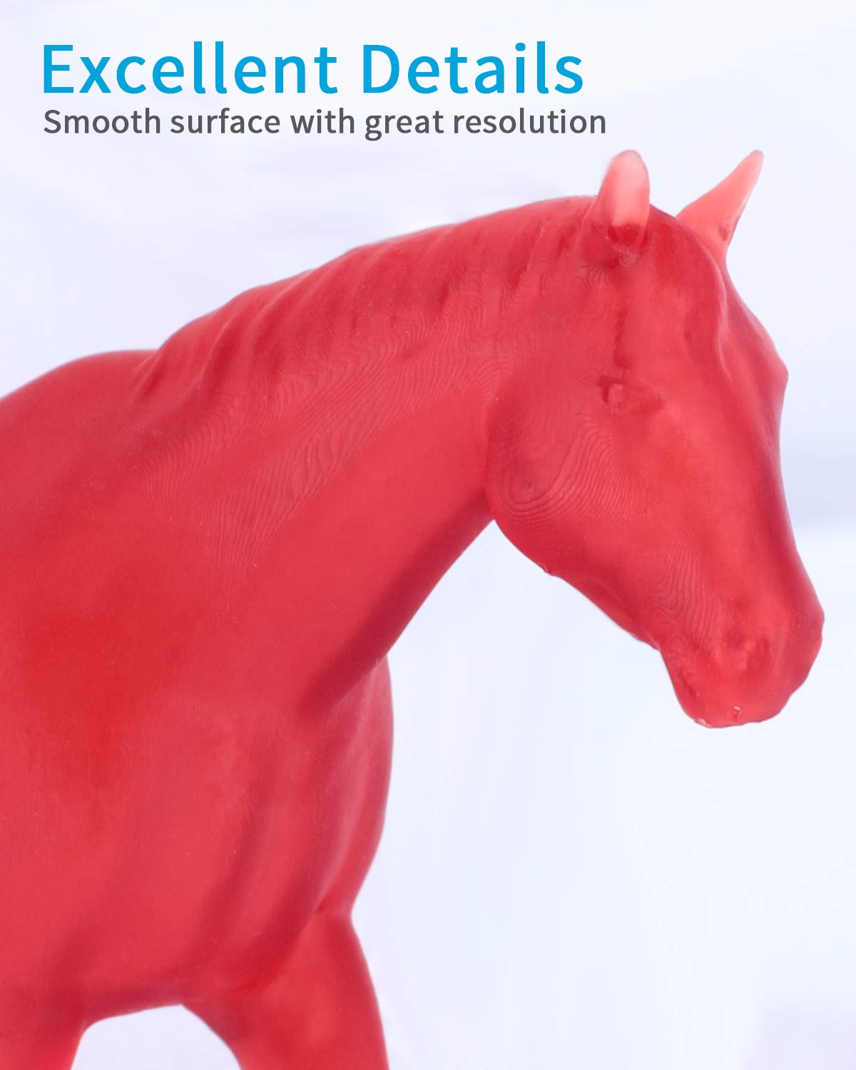 ELEGOO Standard 1kg Clear Red 3D Printer Resin - High Speed & Precision 405nm UV-Curing Resin for LCD 3D Printers - Perfect for Miniatures, Jewelry & Prototyping