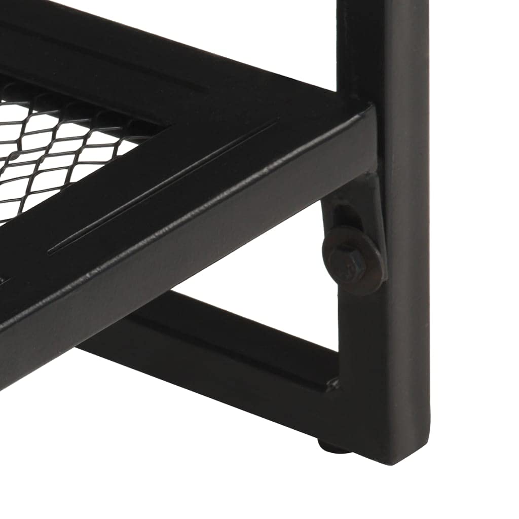 Industrial Square Side Table with Open Storage Shelf - Solid Acacia Wood End Table for Small Spaces (15.7