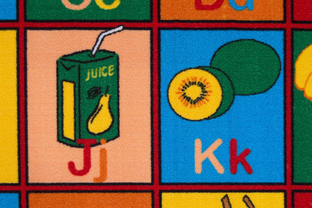 HR Kids Educational ABC Food & Fruits Learning Rug - Non-Slip Rubber Back Play Mat for Toddlers | Colorful Alphabet & Nutrition Playtime Mat for Nursery, Classroom & Playroom
