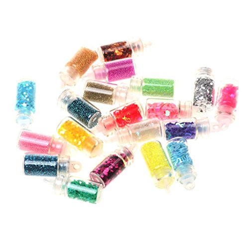 Trendy Club 20PCS Colorful Glitter Nail Tips - 3D Nail Art Decorations & Beads for Manicure - Perfect for DIY Nail Art, Salon, Party, and Special Occasions
