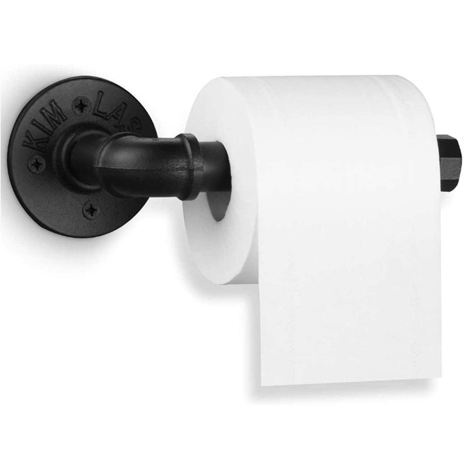 Vintage Black Iron Wall Mounted Toilet Paper Holder - Retro Pipe Design Loo Roll Rack for Bathroom, Kitchen & Home Decor - Durable & Stylish Tissue Dispenser for Vintage Themed Interiors