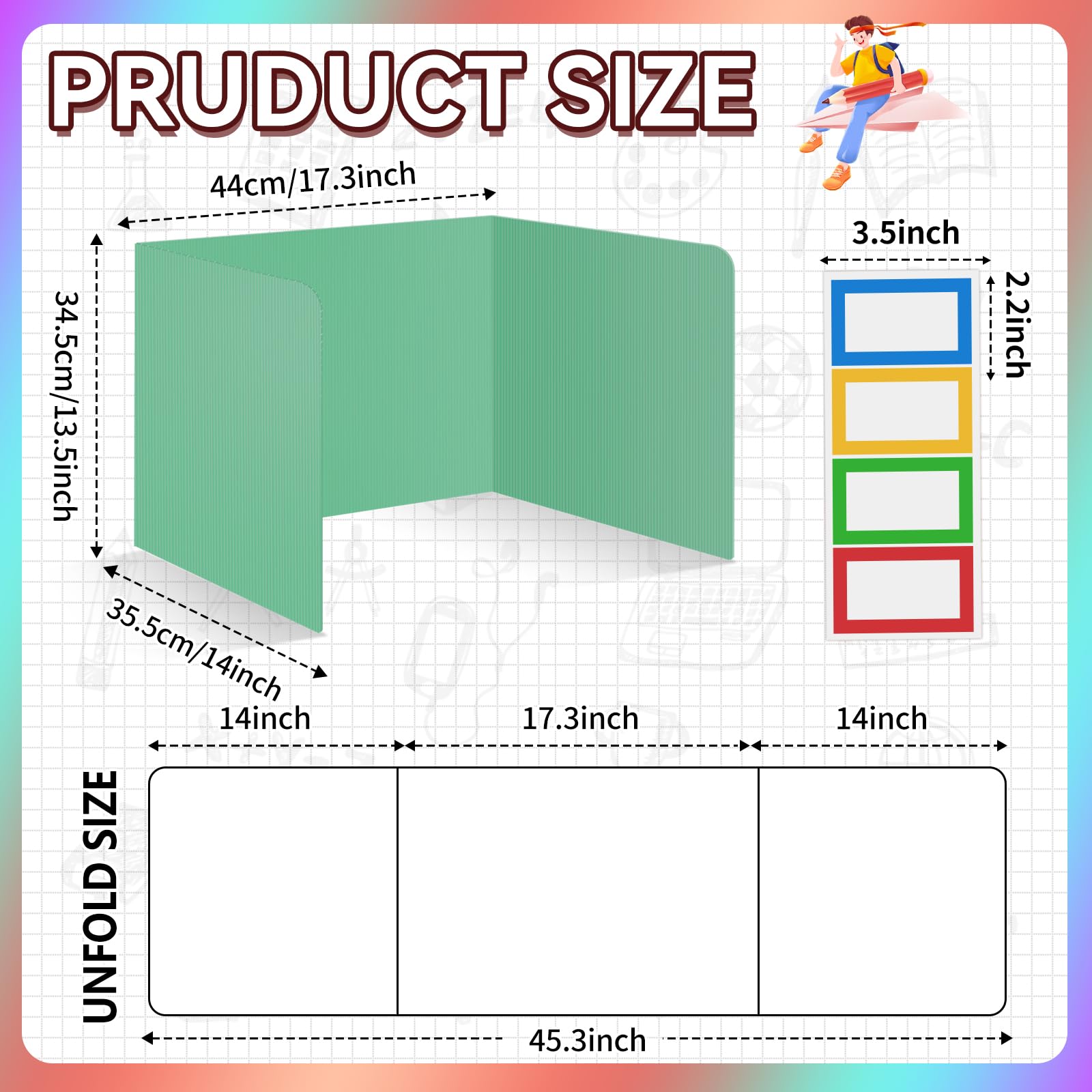 12 Pcs Plastic Desk Dividers for Students - Green Privacy Folders & Test Partitions, Classroom Supplies for Teachers & Schools - Ideal for Study, Testing & Focus in Classrooms & Home Offices
