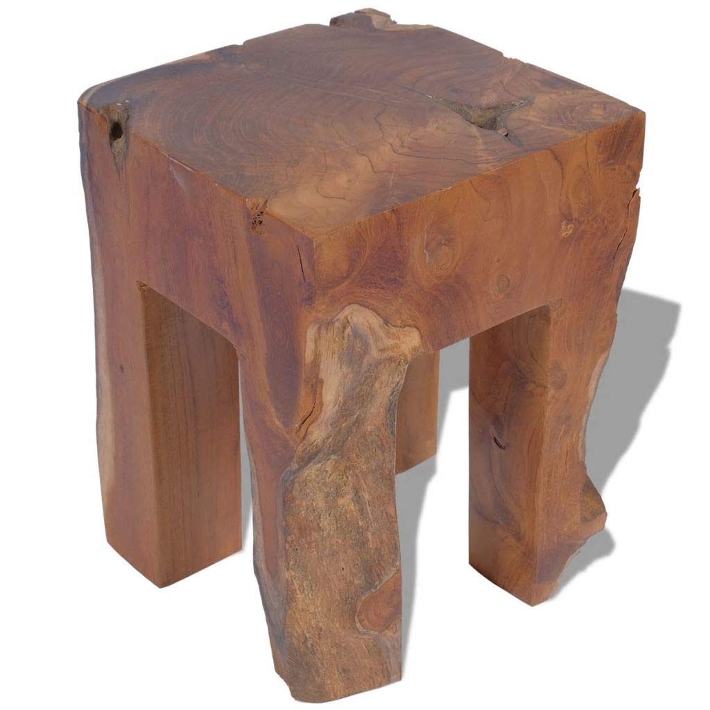 Rustic Teak Wood End Table - 11.8