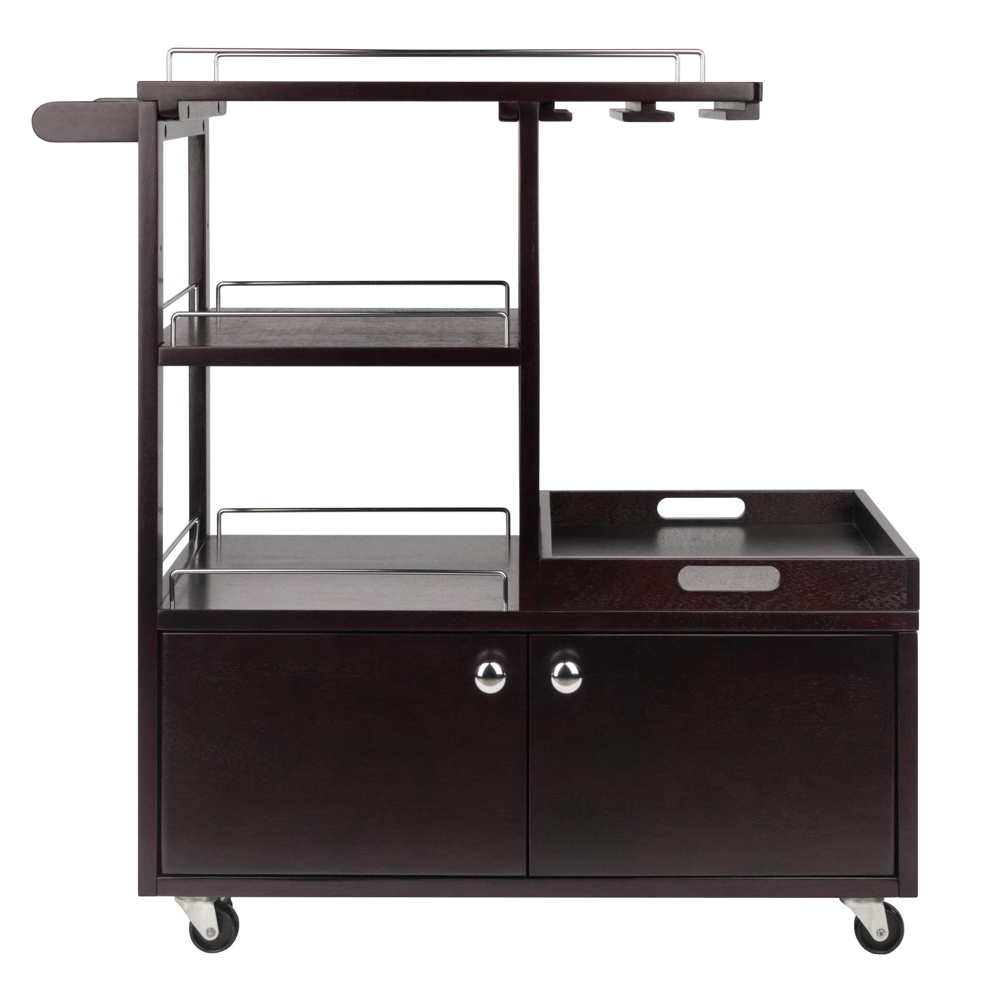 Winsome Wood Galen Entertainment Cart - Rolling TV Stand with Storage Shelf for Living Room, Bedroom, Home Theater - Perfect for Organizing Media Devices & Decor