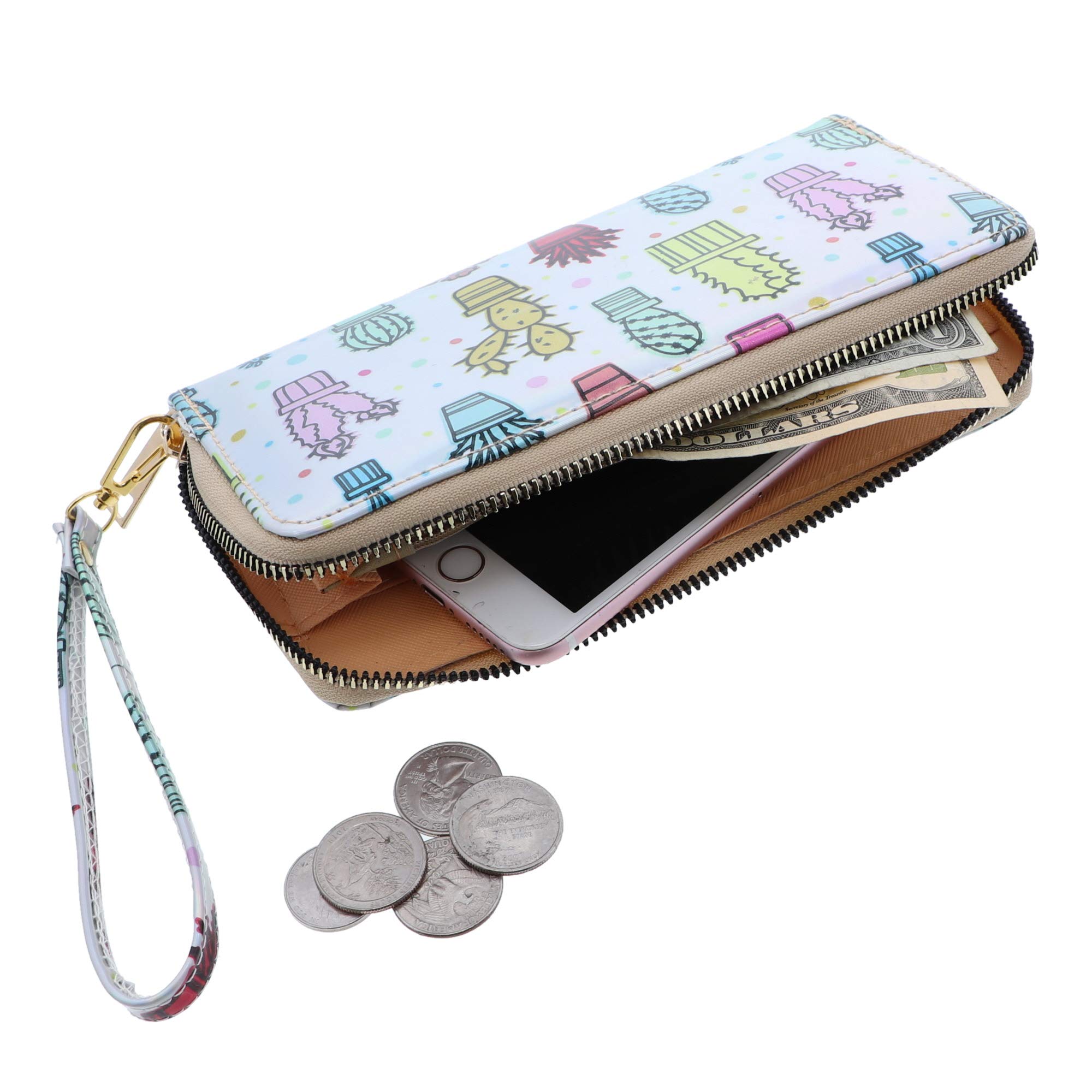 Li'Shay Glossy Zip Around Printed Wallet for Women - Stylish RFID Blocking Clutch Purse with Multiple Card Slots, Perfect for Everyday Use, Travel & Gift Giving