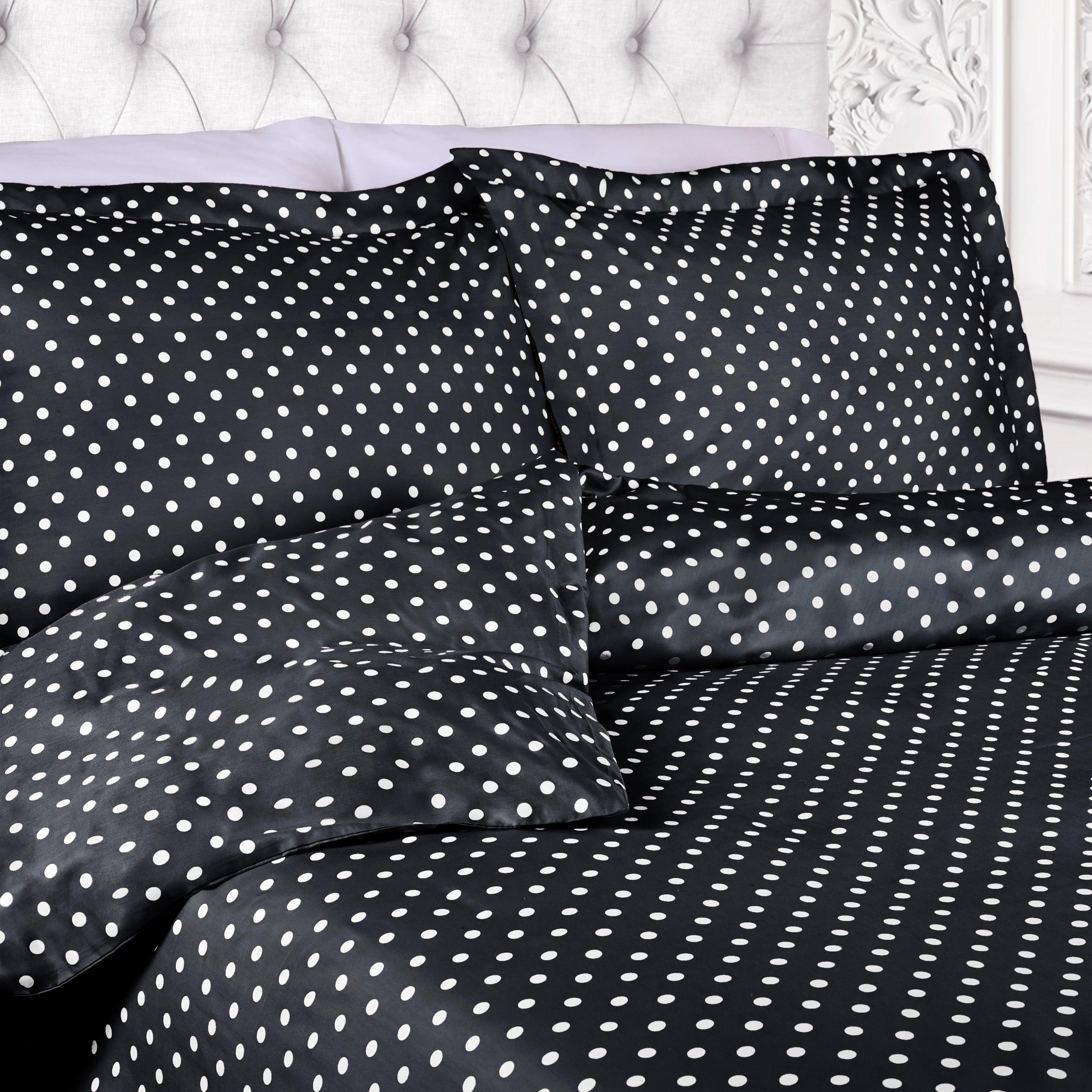 Premium 600 Thread Count Cotton Blend Polka Dot Duvet Cover Set - Soft & Breathable Bedding for Cozy Nights - Perfect for Master Bedroom, Guest Room & Dorm Decor