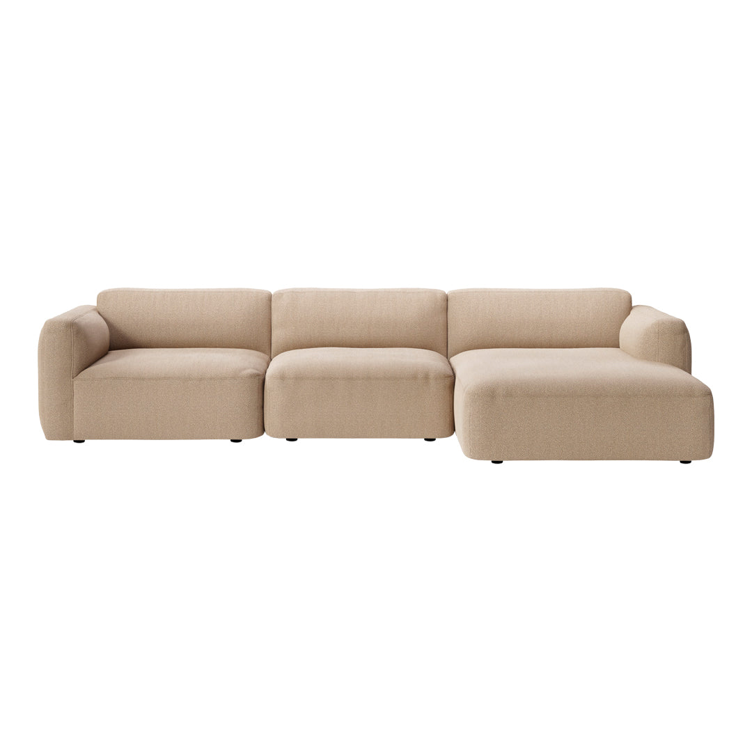 Develius Mellow Models E & F 3-Seater Sofa with Chaise Lounge - Modern Living Room Furniture for Small Spaces, Comfortable Sectional Couch for Apartments and Home Theater