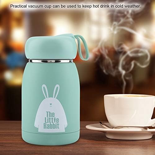 320ml Insulated Kids Water Bottle with Rabbit Design - Vacuum Stainless Steel Thermos for Home, Travel, Office, School & Picnic (Light Green) - Keeps Drinks Cold/Hot for Hours