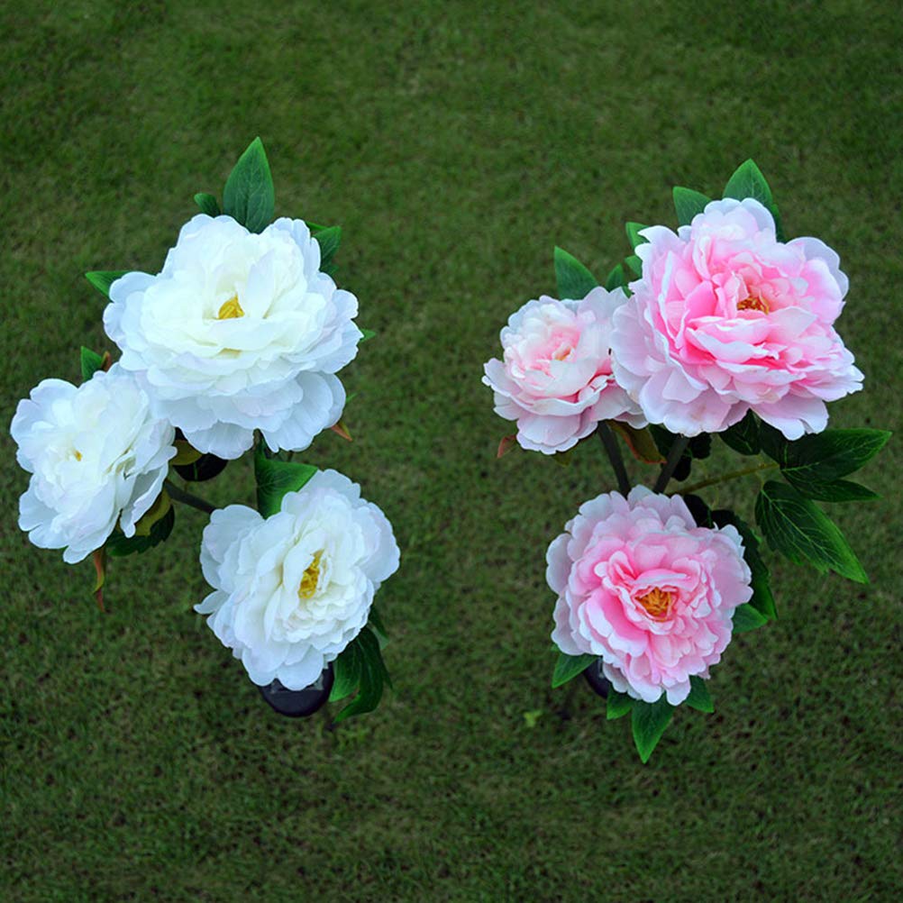 2 Pack Solar Powered Peony Flower Garden Lights - Waterproof Outdoor Solar Pathway Lights for Yard, Lawn, Garden Decor | Perfect for Walkways, Driveways, Patio & Landscape Lighting
