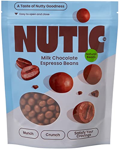 Nutic Gourmet Milk Chocolate Covered Espresso Beans - 2 Pound Bulk Bag | Premium Roasted Coffee Beans Coated in Rich Milk Chocolate | Perfect for Office Snacks, Gift Baskets & Coffee Lovers