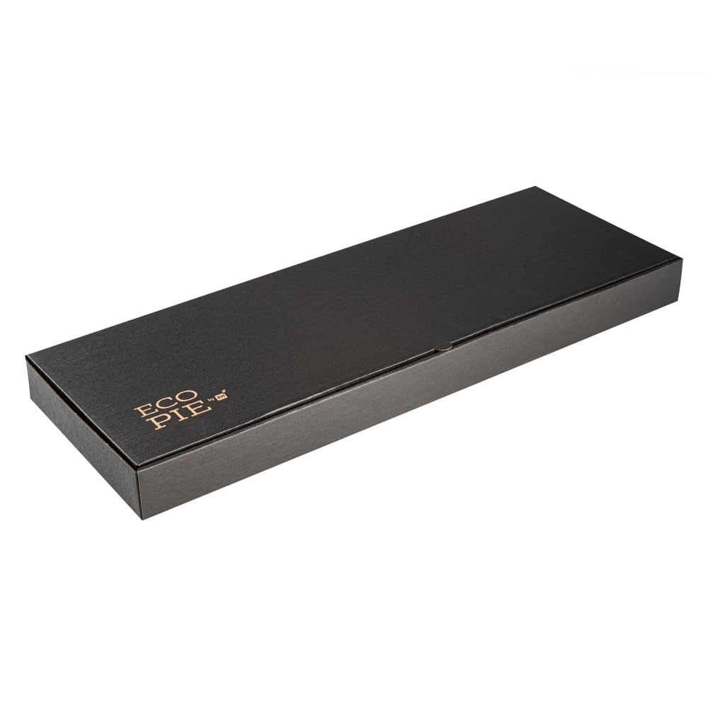 Eco-Friendly 24 x 12 x 2 Inch Flatbread Takeaway Boxes - 50 Pack Sturdy Corrugated Pizza Boxes with E-Flute Design & Tab-Lock System | Black & Kraft Paper Disposable Food Containers for Flatbreads, Pizzas, and Catering Events