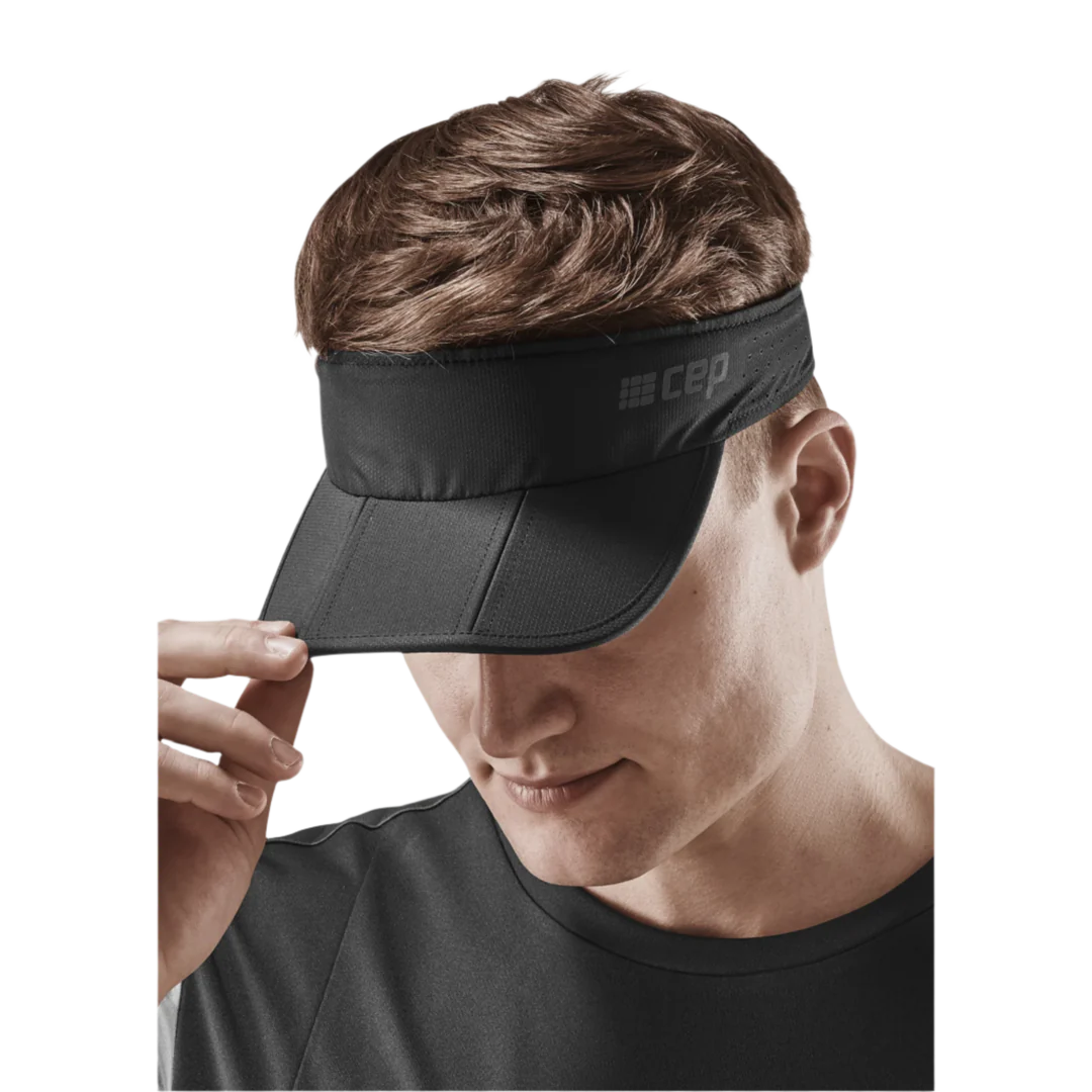 CEP Unisex Running Foldable Visor Cap - Black | Lightweight Adjustable Sun Protection for Men & Women | Perfect for Jogging, Hiking & Outdoor Sports