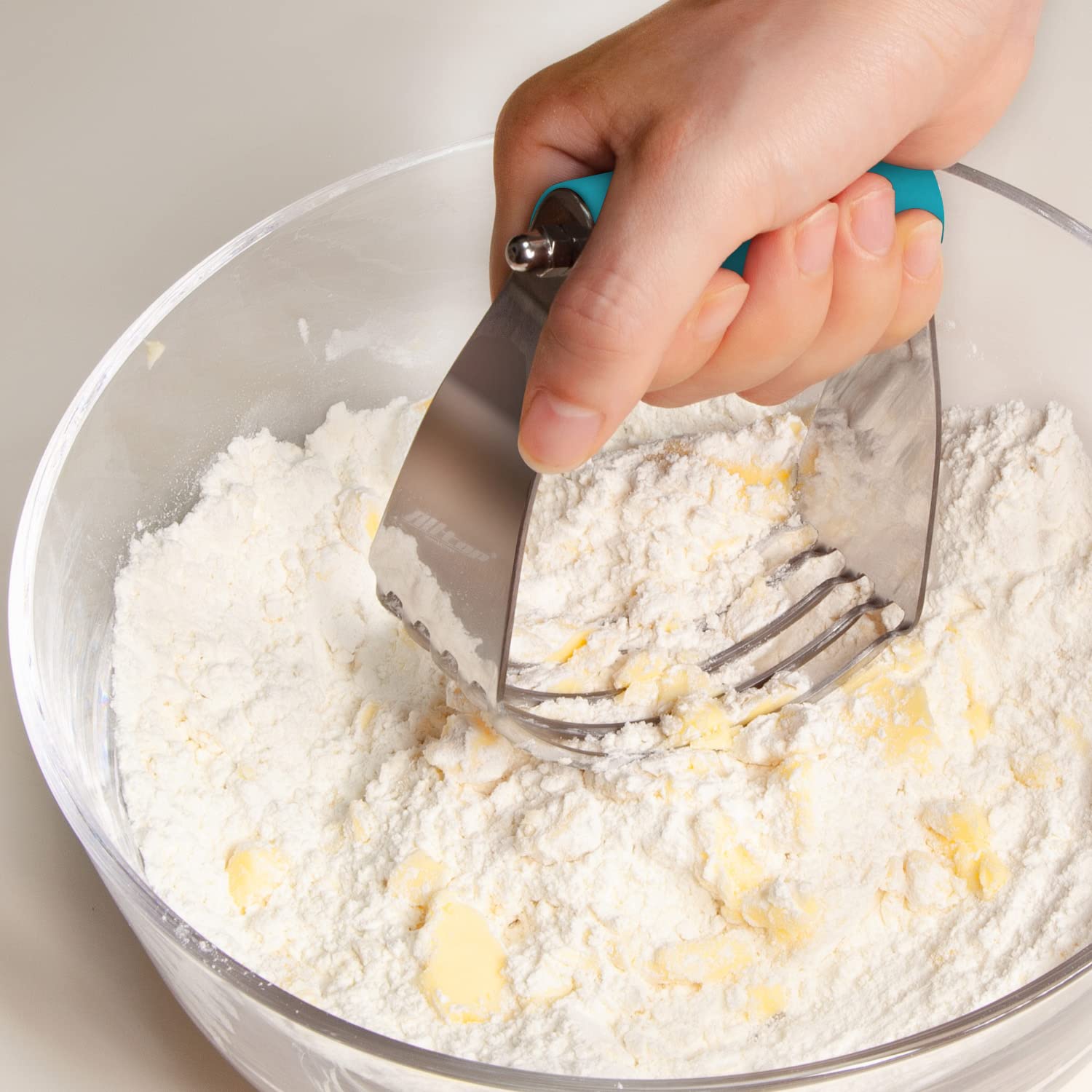 ALLTOP Stainless Steel Pastry Blender & Dough Cutter - Professional Baking Tool for Butter, Biscuits, Pies & Pastry Dough - Perfect for Flaky Pie Crusts & Almond Cookies - Ideal for Home Bakers & Kitchen Use (1 Pack, Turquoise)