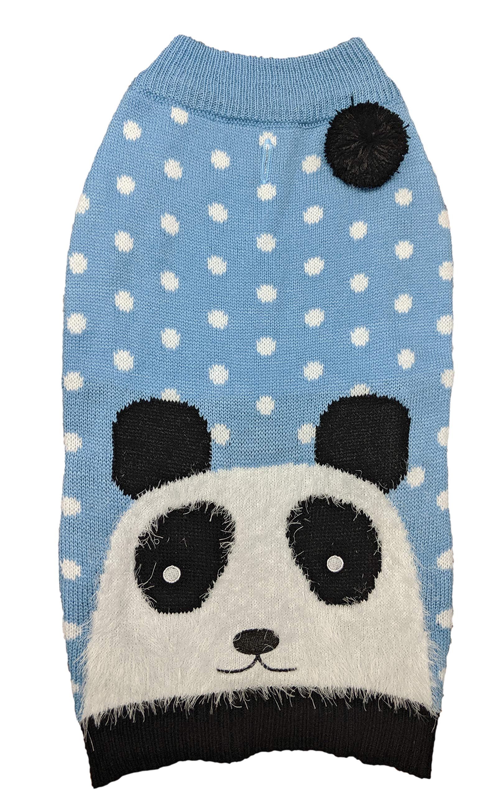 Panda Sweater for Small Dogs - Blue Cozy Knit Dog Sweater | Perfect for Winter Walks & Indoor Comfort