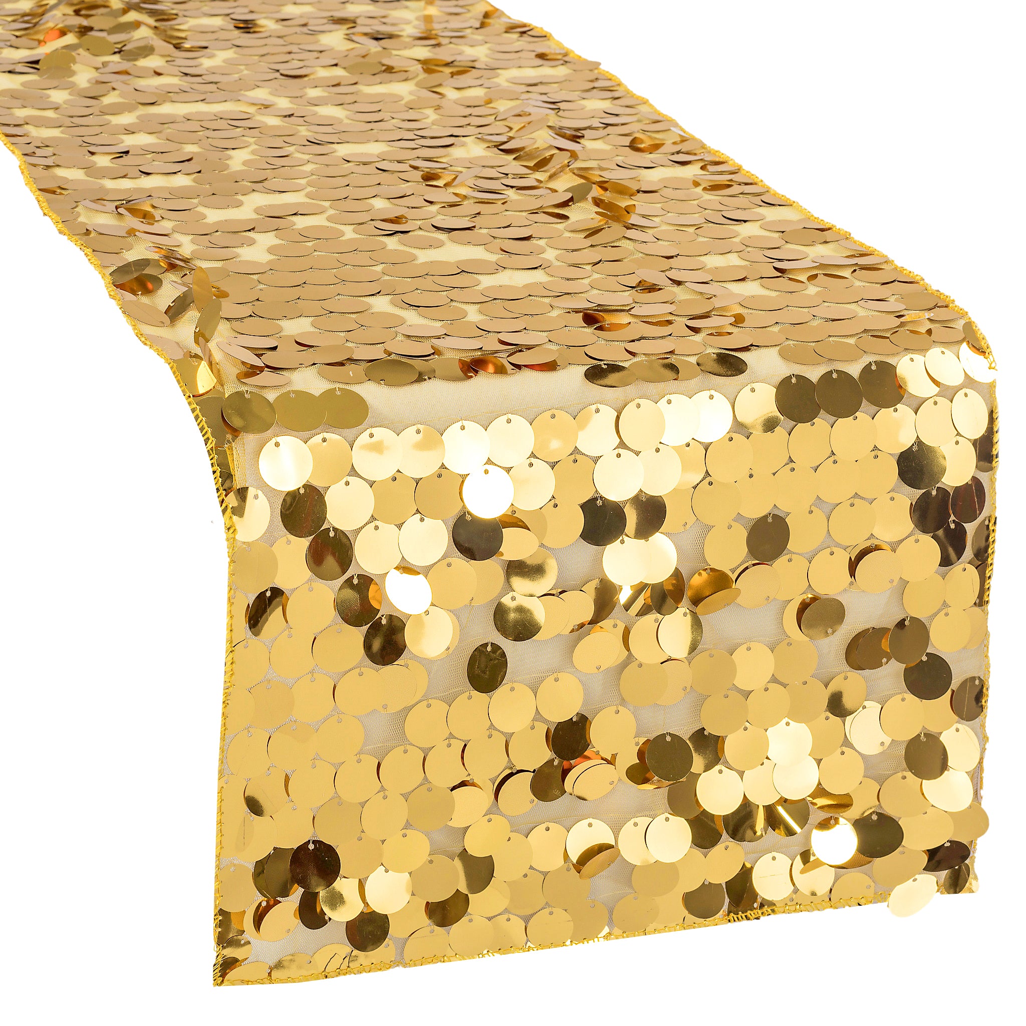 Large Gold Sequin Table Runner - Elegant Glittering Dining Table Decor for Weddings, Parties & Holiday Celebrations