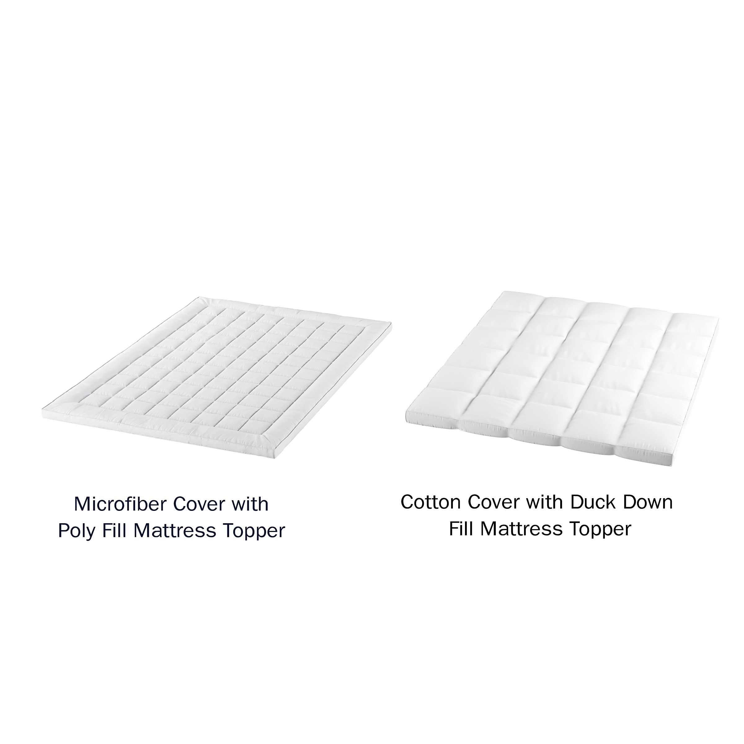 Lavish Home 4-Inch Queen Pillow Top Mattress Topper - Plush & Supportive Baffle Box Down Featherbed with Duck Feathers & Cotton Cover (White) | Perfect for Back Pain Relief, Guest Beds & Luxury Hotel-Style Comfort