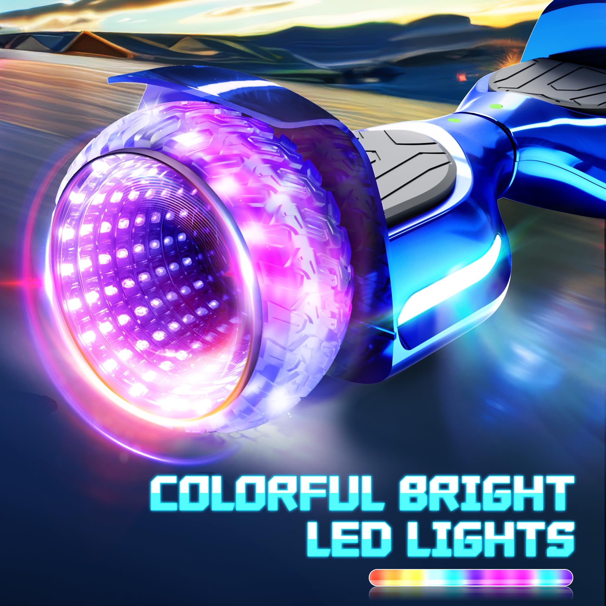 Electric Scooter with Colorful LED Lights & Bluetooth Speaker - 6.5