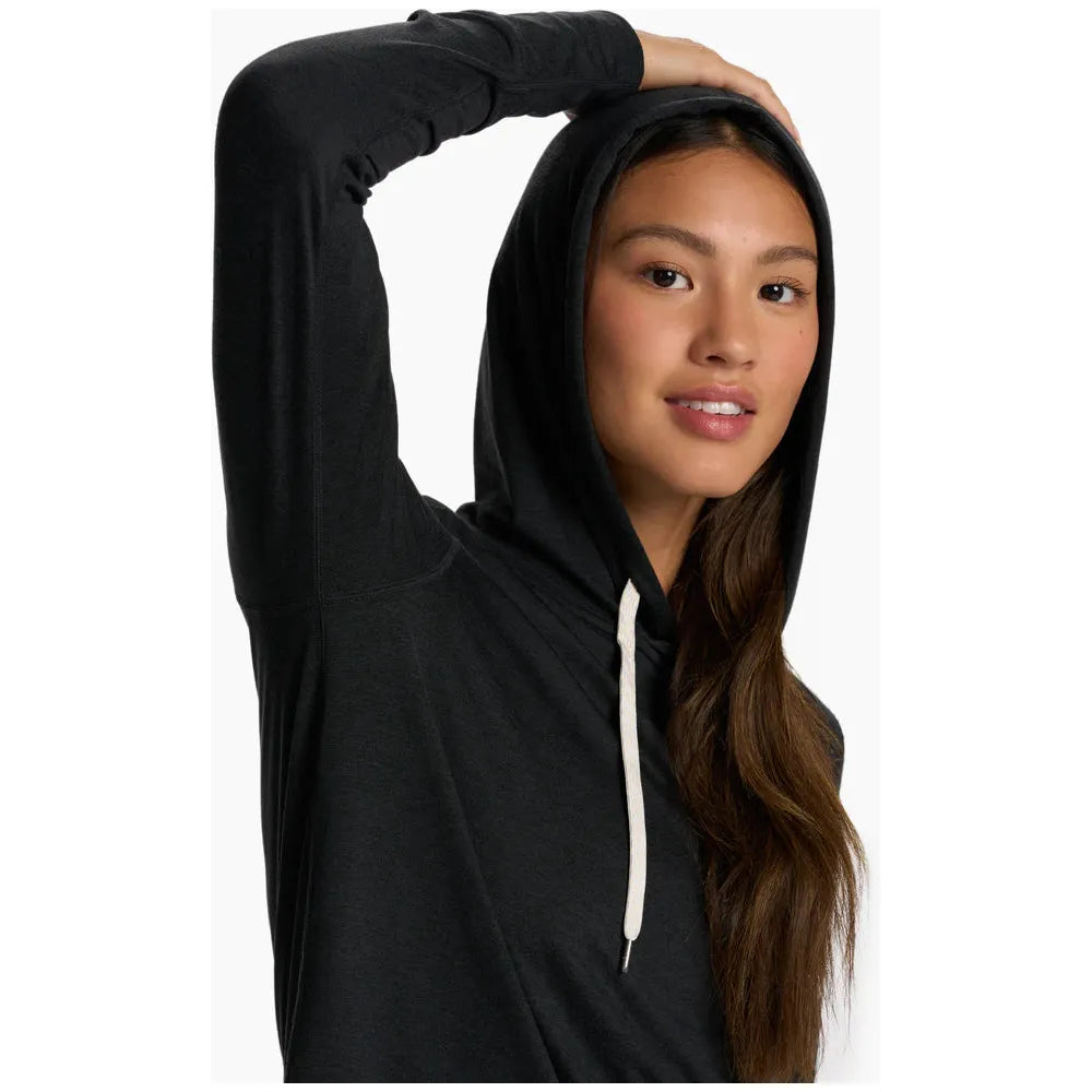 Vuori Women's Halo Essential Hoodie - Soft Fleece Pullover Hooded Sweatshirt for Yoga, Running & Lounge Wear - Black Heather